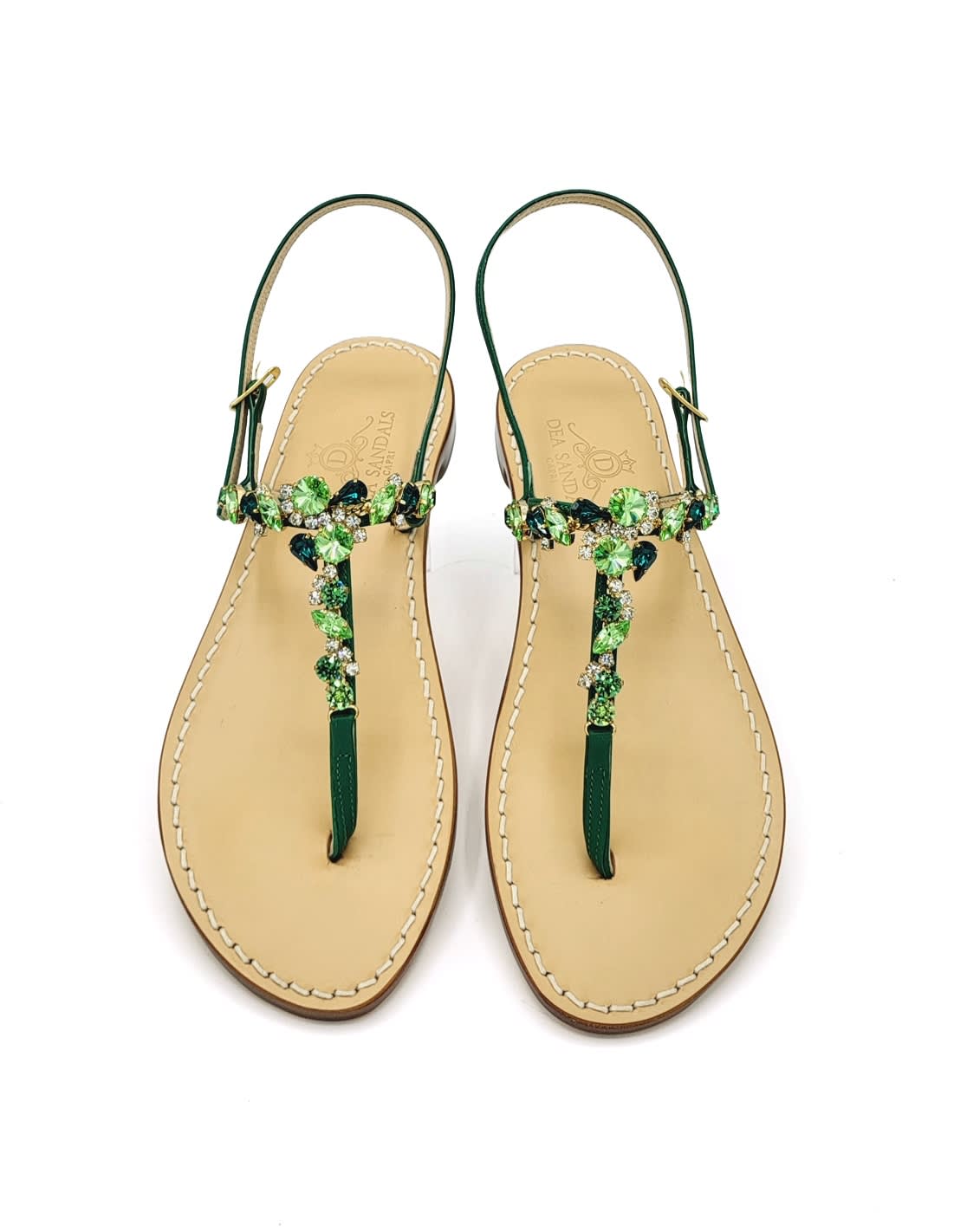 Green Wave Jewel Sandals