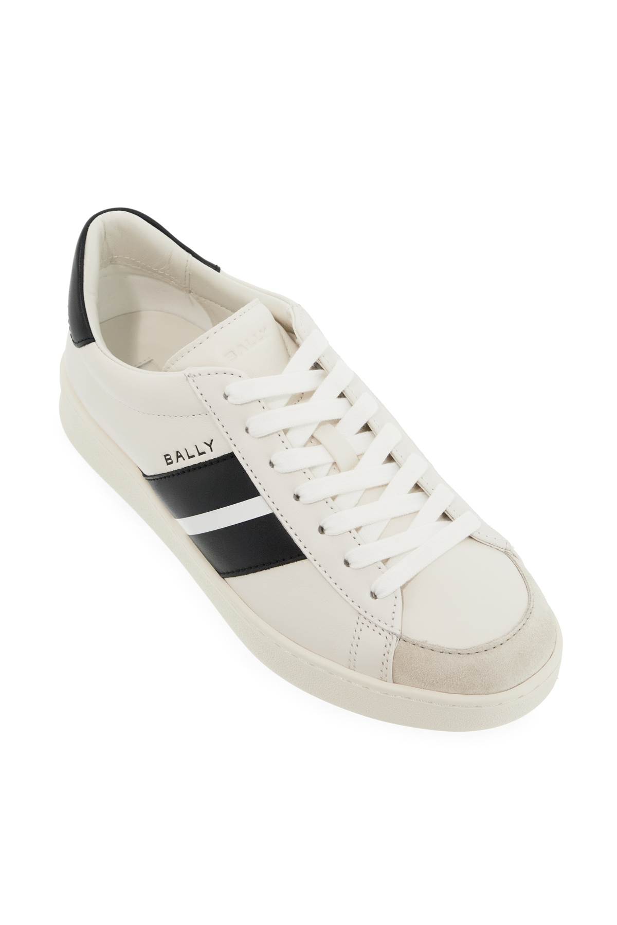 Shop Bally Smooth Leather Thiago Sneakers In In White/black (white)