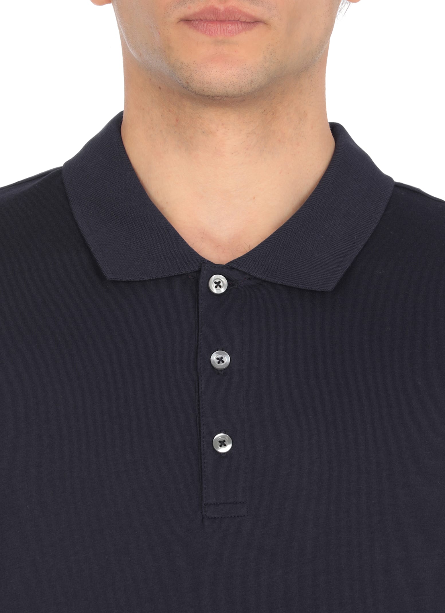 Fay Short-sleeved Cotton Polo Shirt In Blue