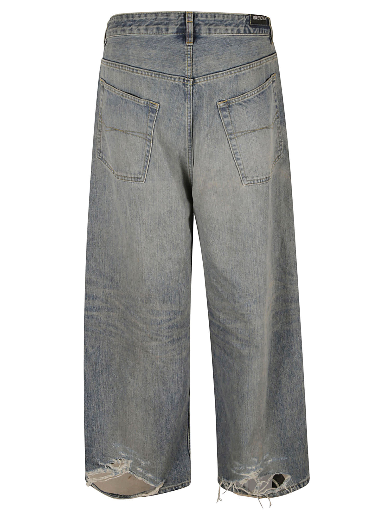Shop Balenciaga Baggy Cropped Jeans In Outback Bllue