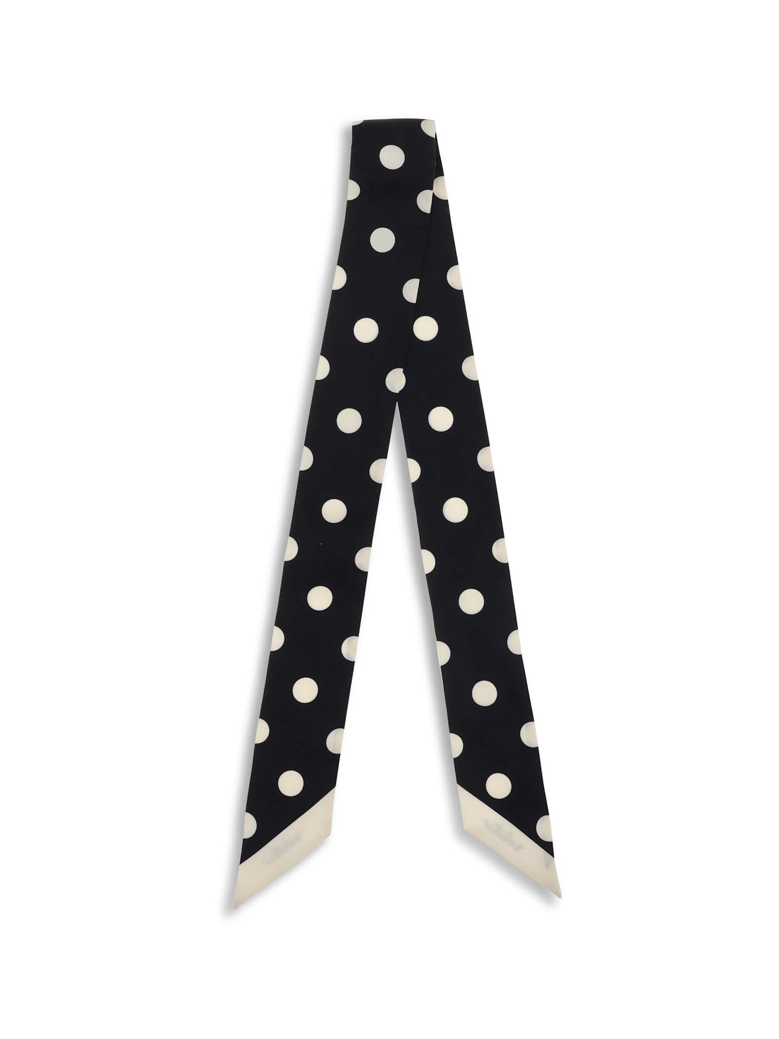 Valentino Slim Polka Dot Scarf With Contrast Edging In Black