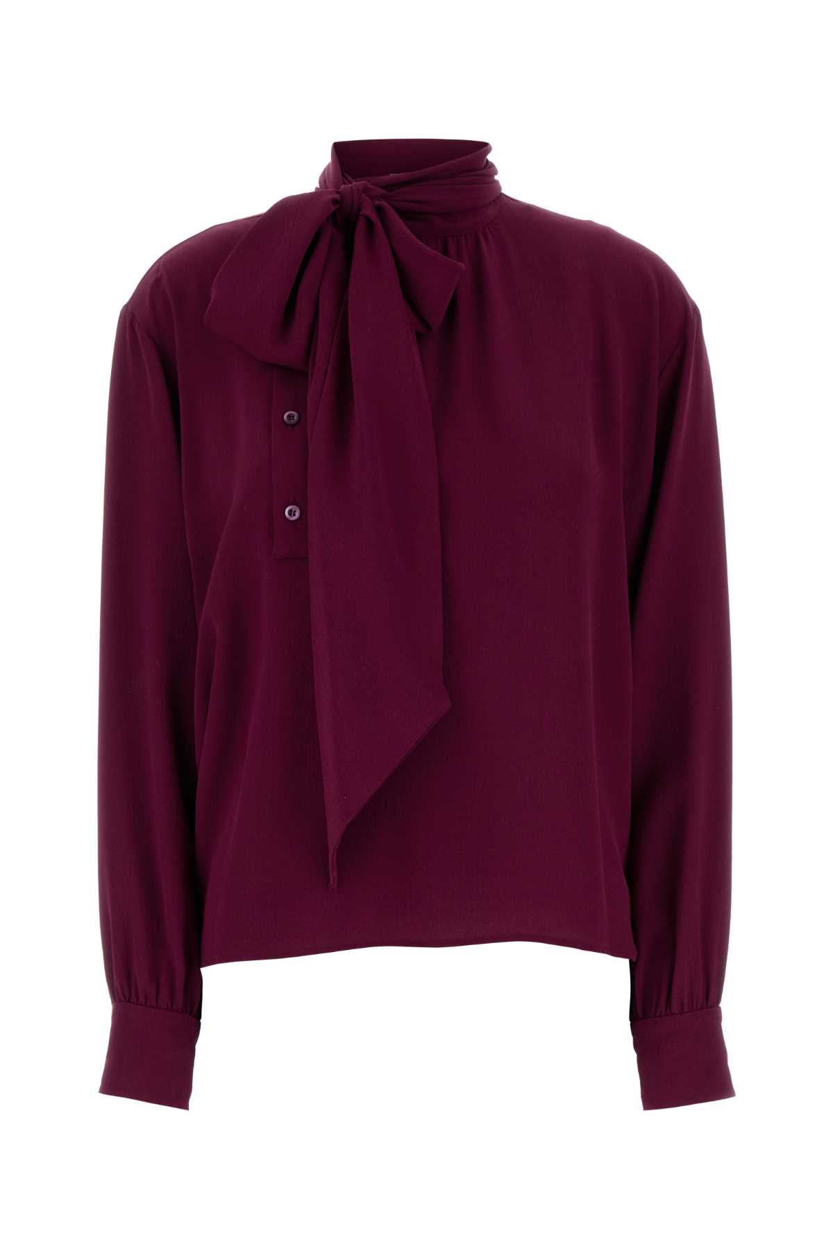 Prada Crepe Grape Blouse Bow Detail In Purple