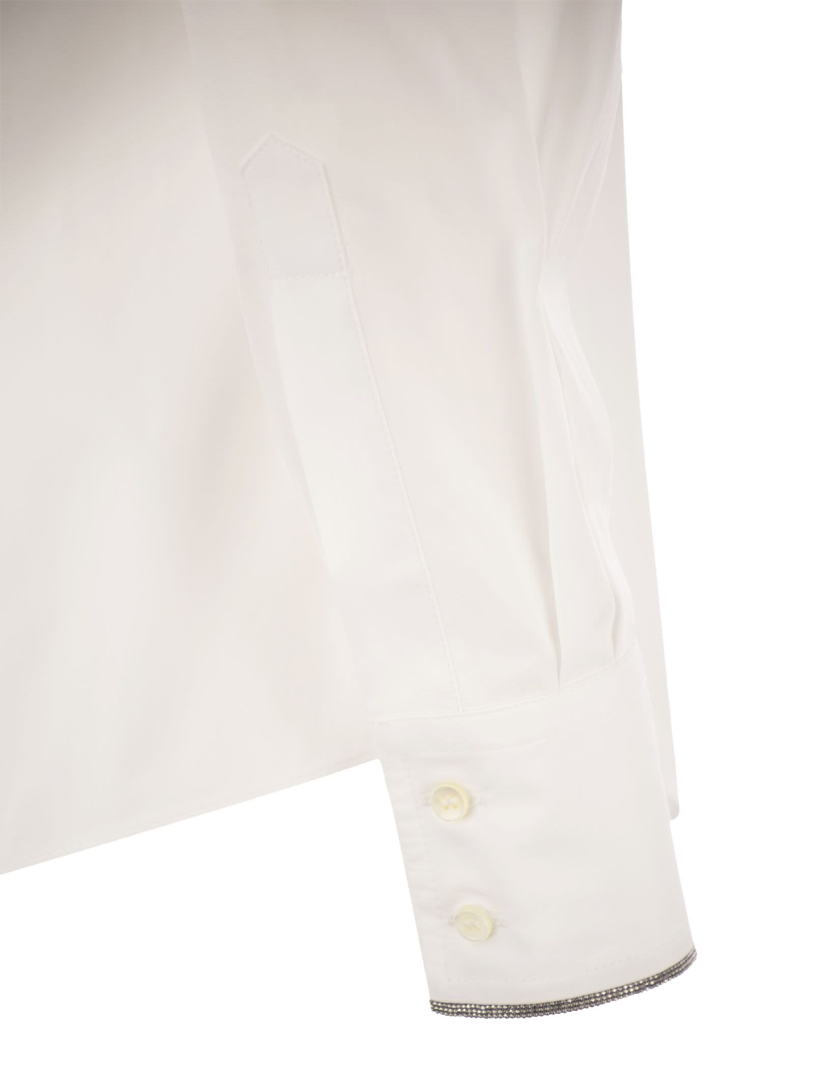 Shop Brunello Cucinelli Cotton Poplin Shirt In Bianco
