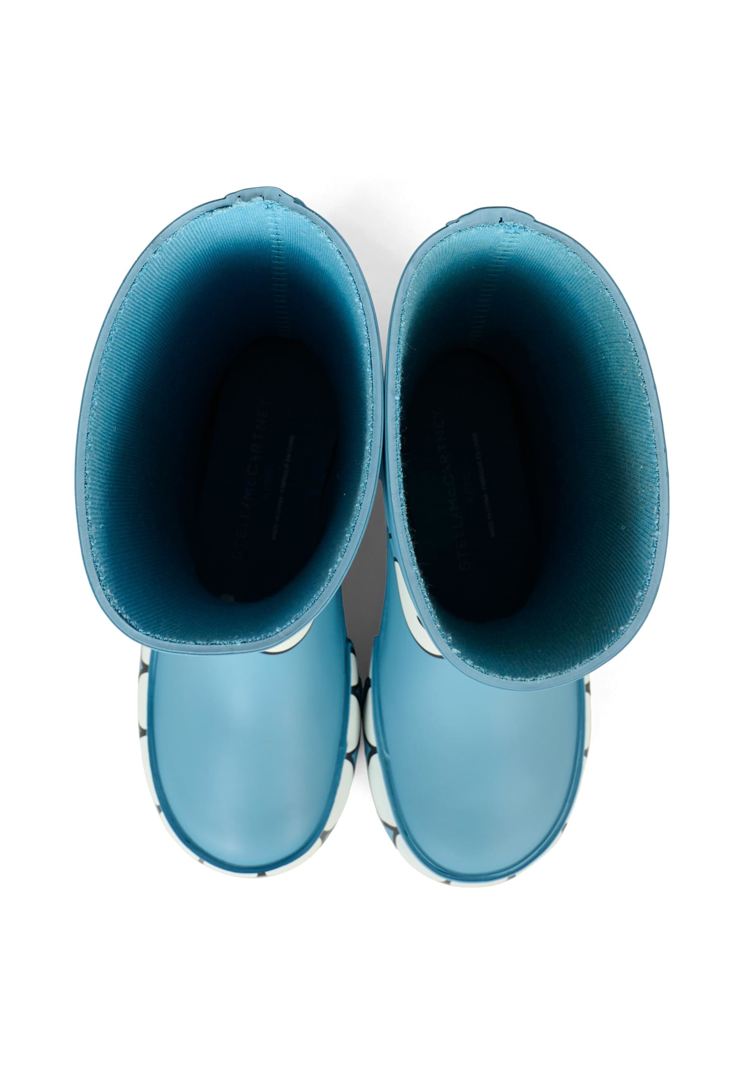 Stella Mccartney Light Blue Rain Boots For Boy With Yeti Print In Blue
