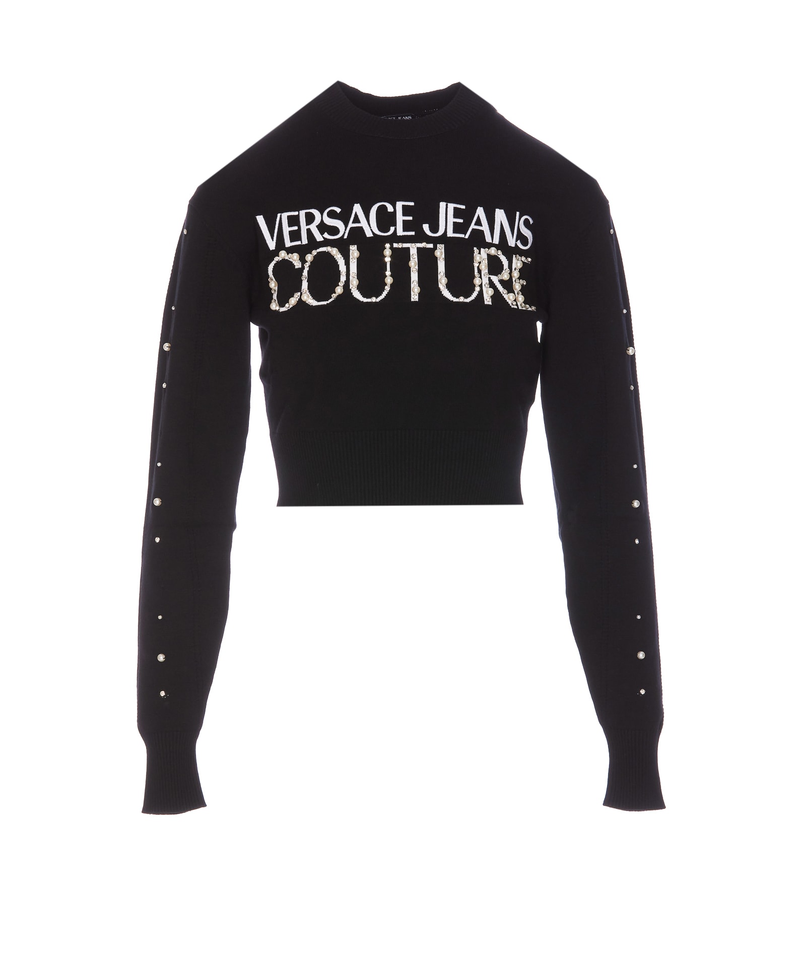 Shop Versace Jeans Couture Logo Sweater In Black