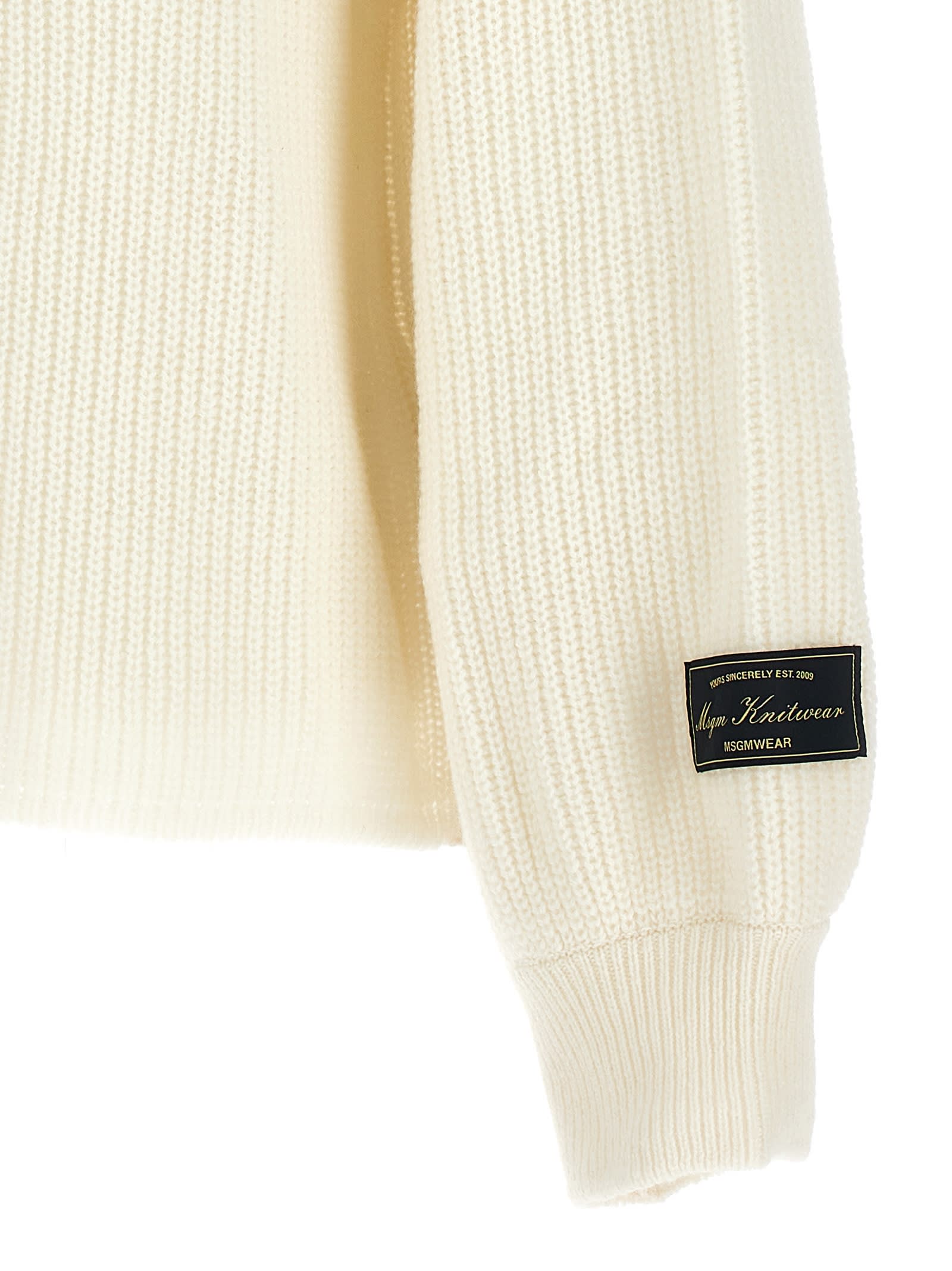 Msgm Knotted Sweater In Neutral