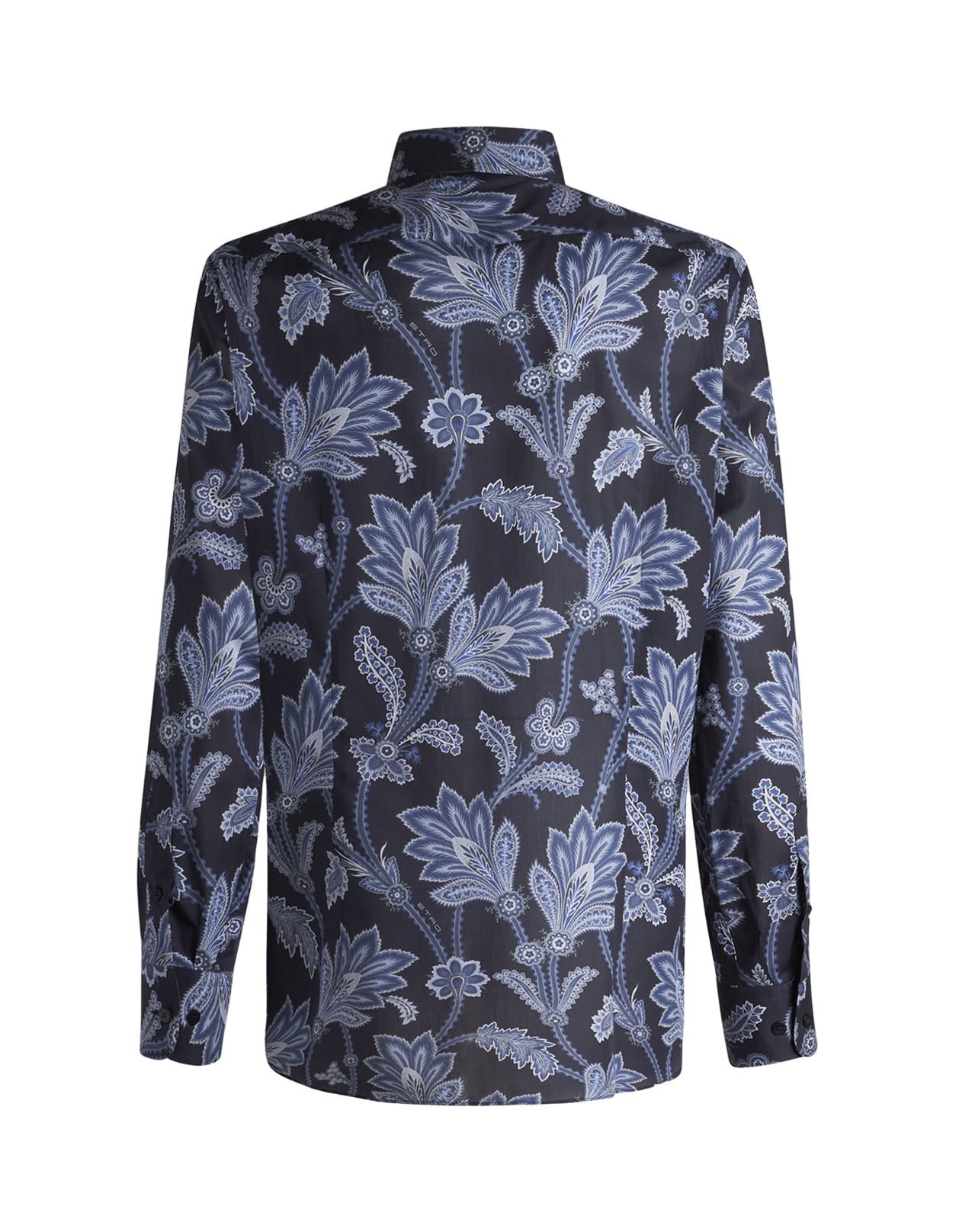 Shop Etro Navy Blue Floral Shirt