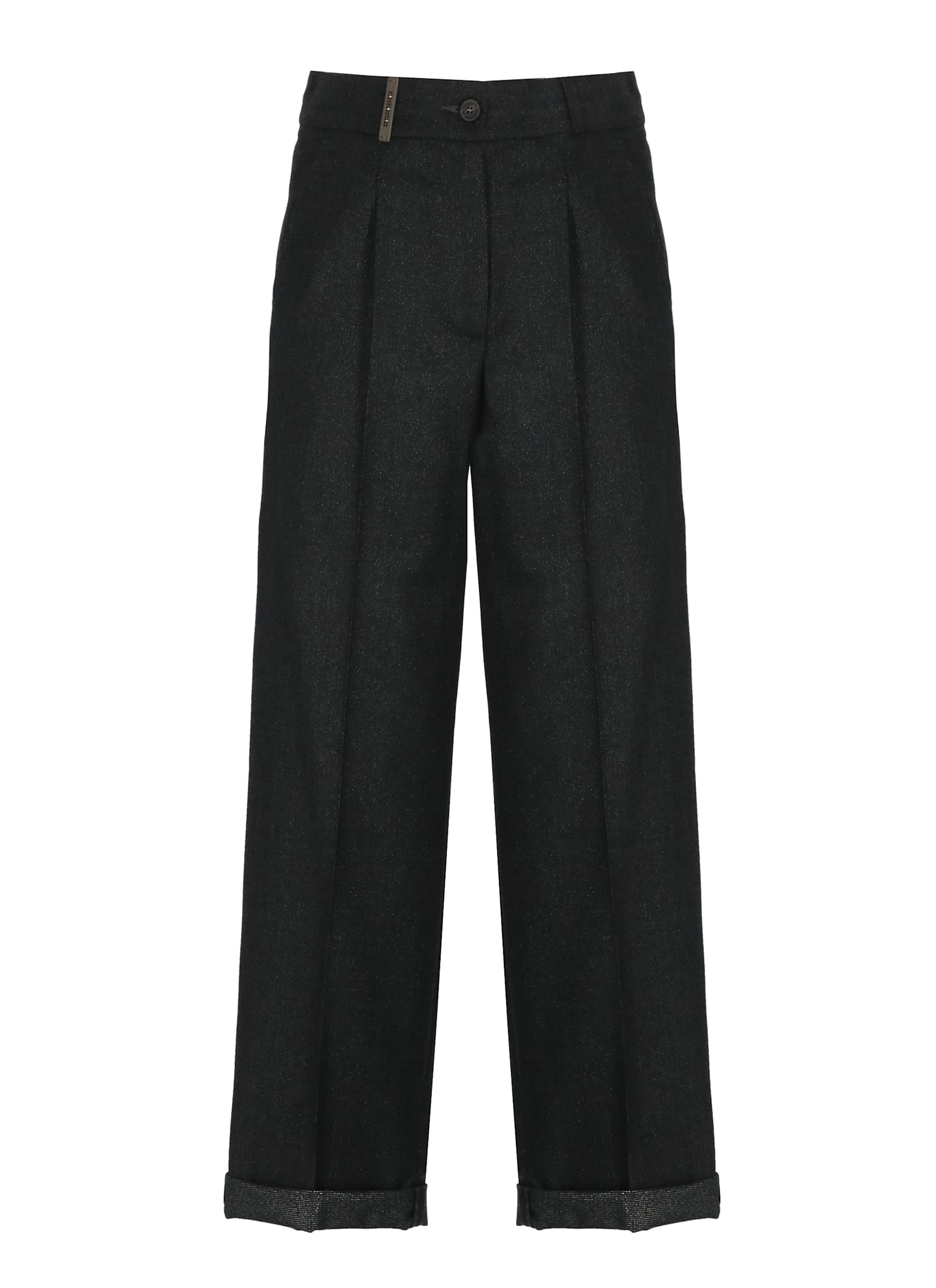 Peserico Pants With Leather Detail In Gray