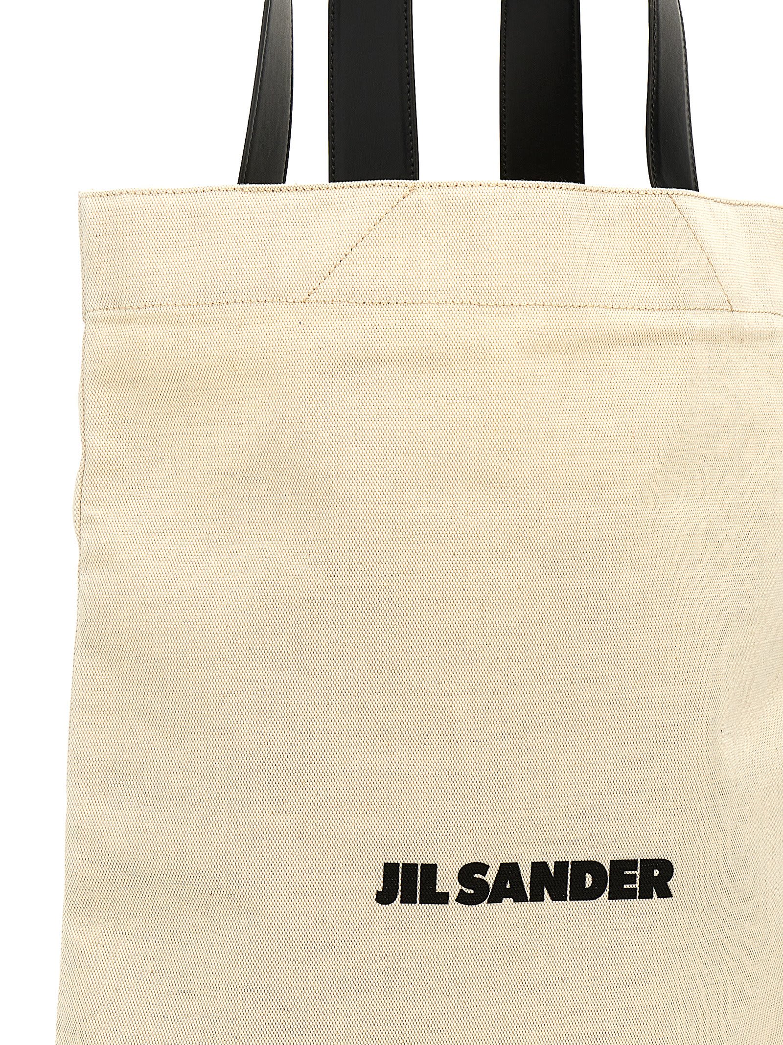 Shop Jil Sander Flat Shopper Large Shopping Bag In White/black