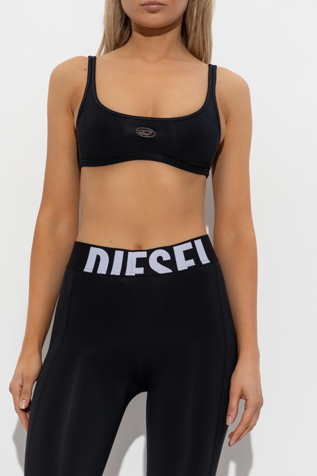 Diesel Sports Bra With Cut-out Logo In Black