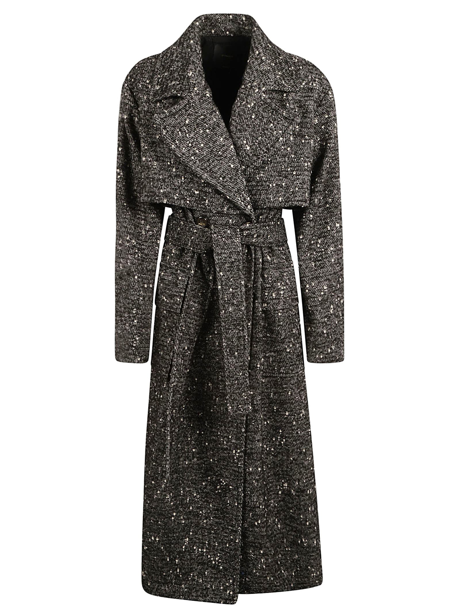 Shop Pinko Double-breasted Tweed Coat In Black/white