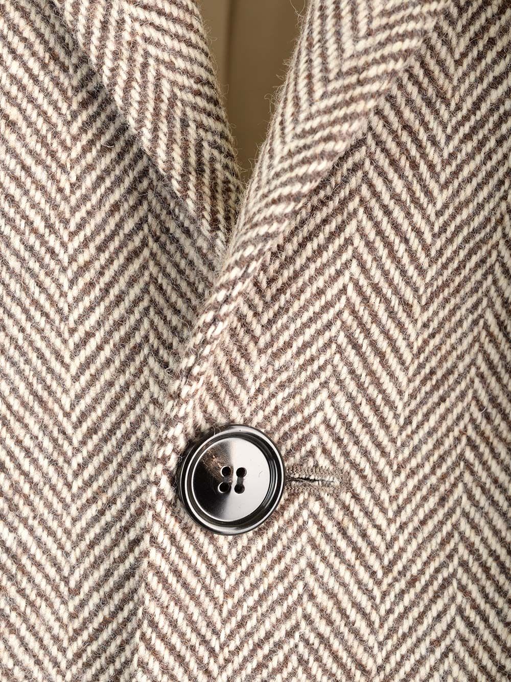 Shop Ami Alexandre Mattiussi Coat In Brown Herringbone Fabric
