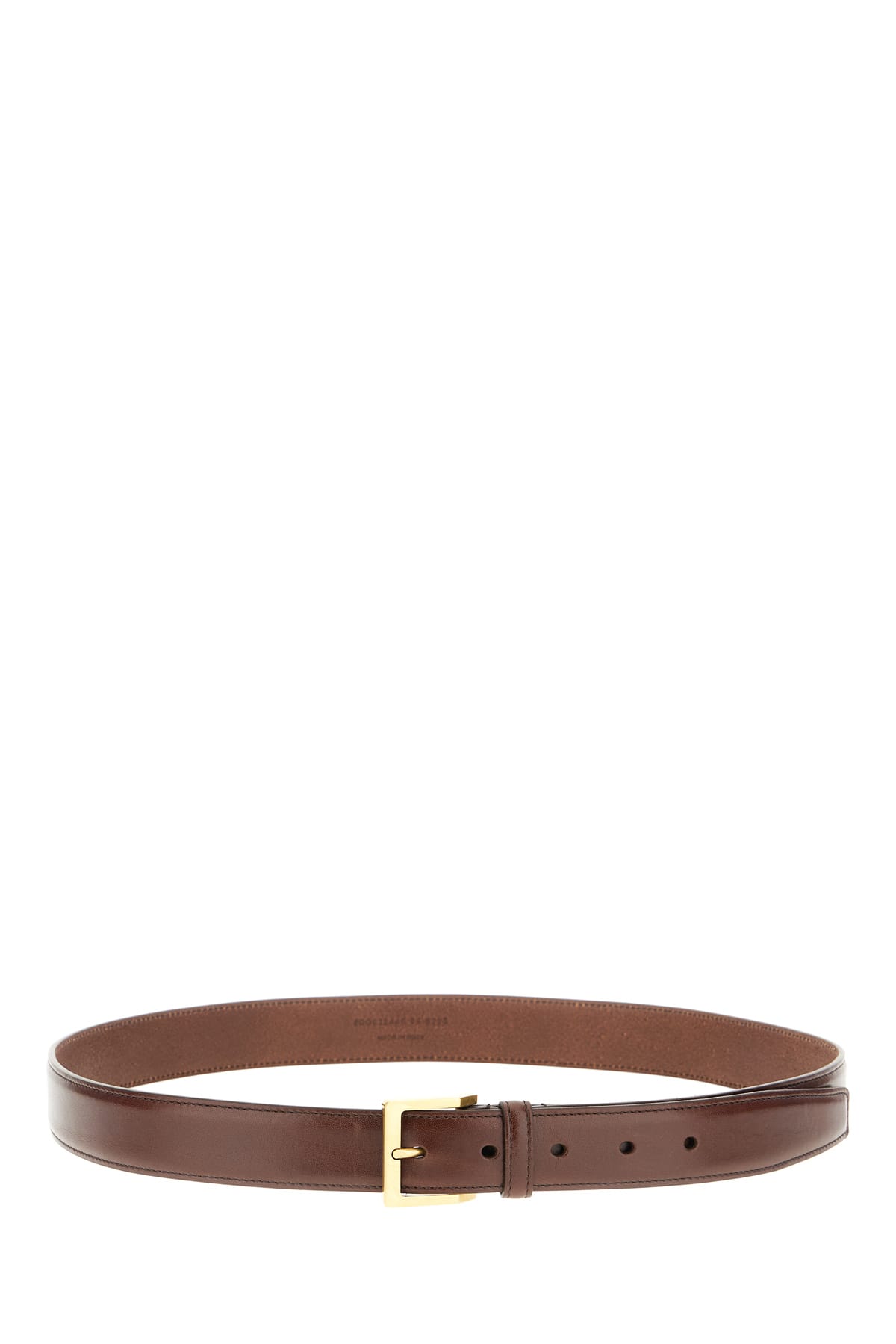 Saint Laurent Leather Belt With Adjustable Length And Gold-tone Buckle In Brown