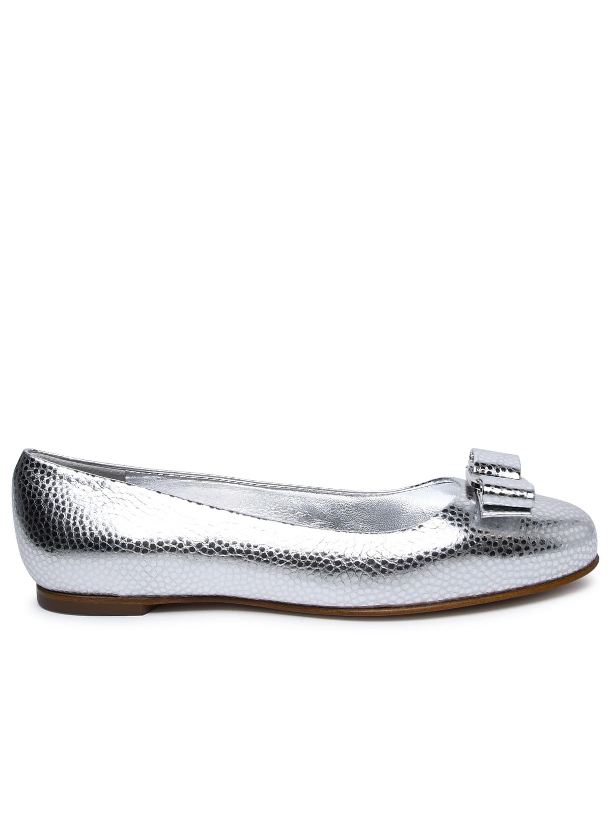 varina Silver Leather Ballet Flats
