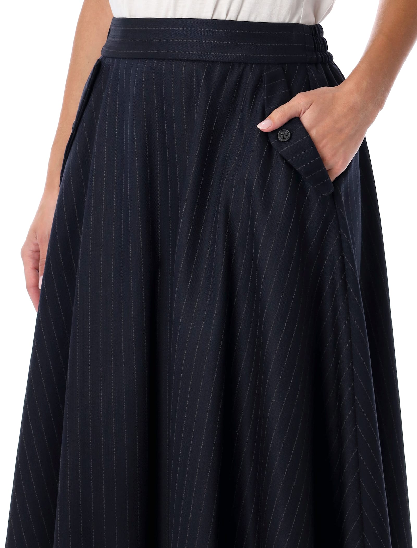 Golden Goose Voluminous Midi Skirt With Circular Silhouette In Blue