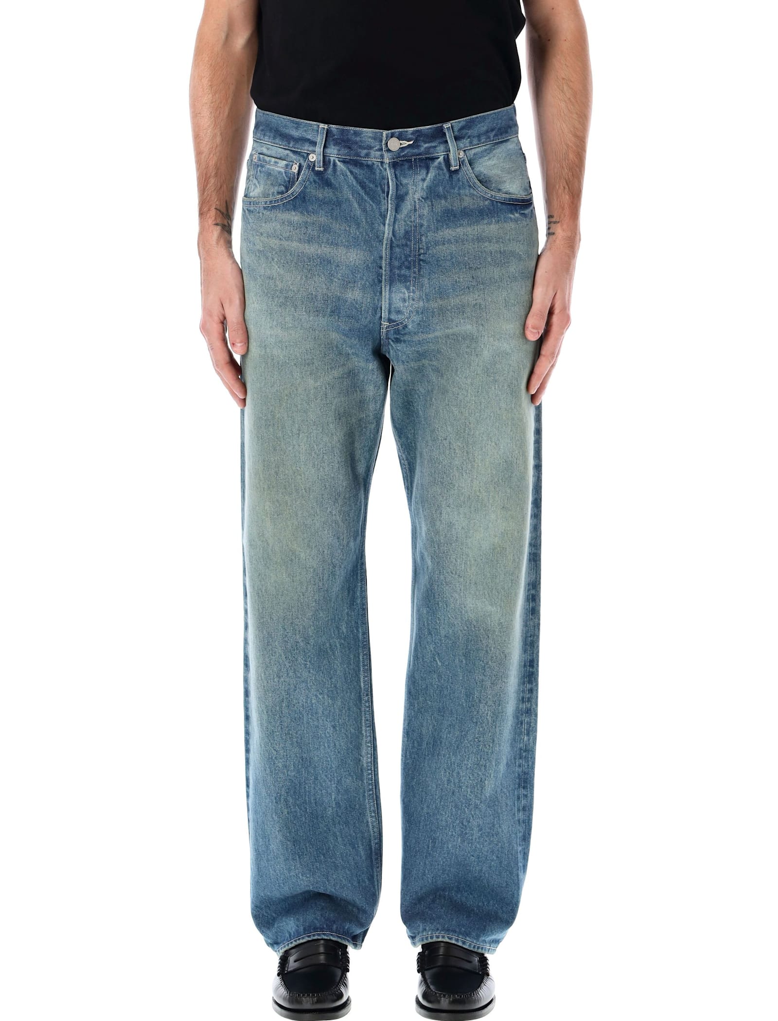 Selvedge Faded Heavy Denim Wide Pants