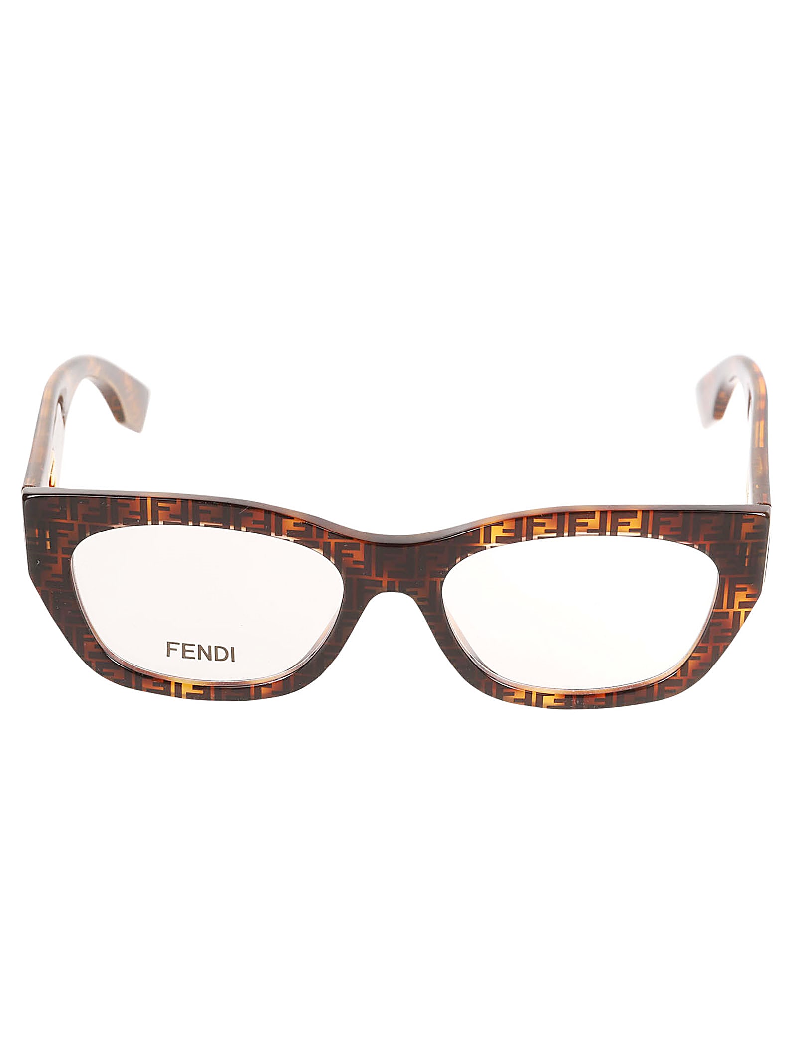 Shop Fendi All-over Logo Detail Glasses In 055 - Havana