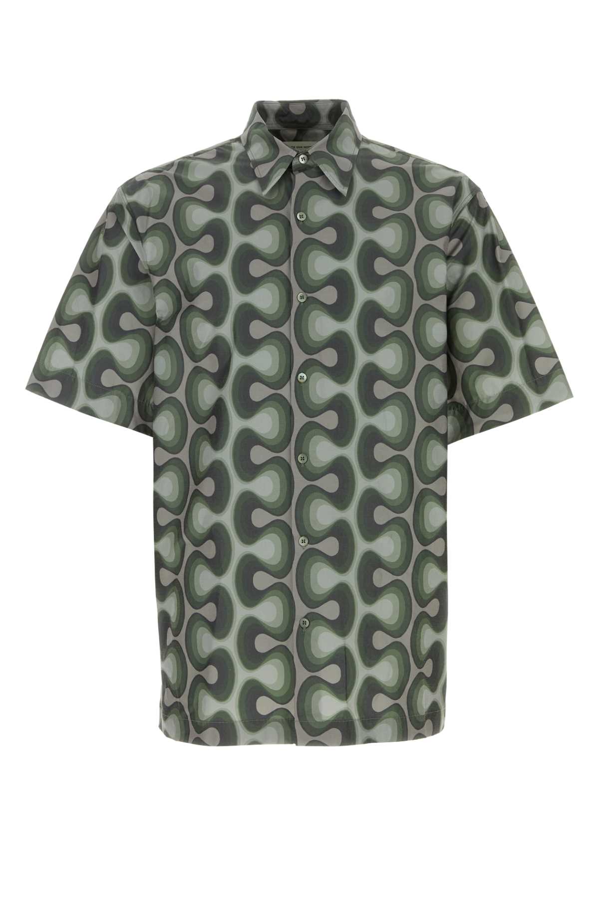 Shop Dries Van Noten Printed Polyester Blend Shirt In Khaki