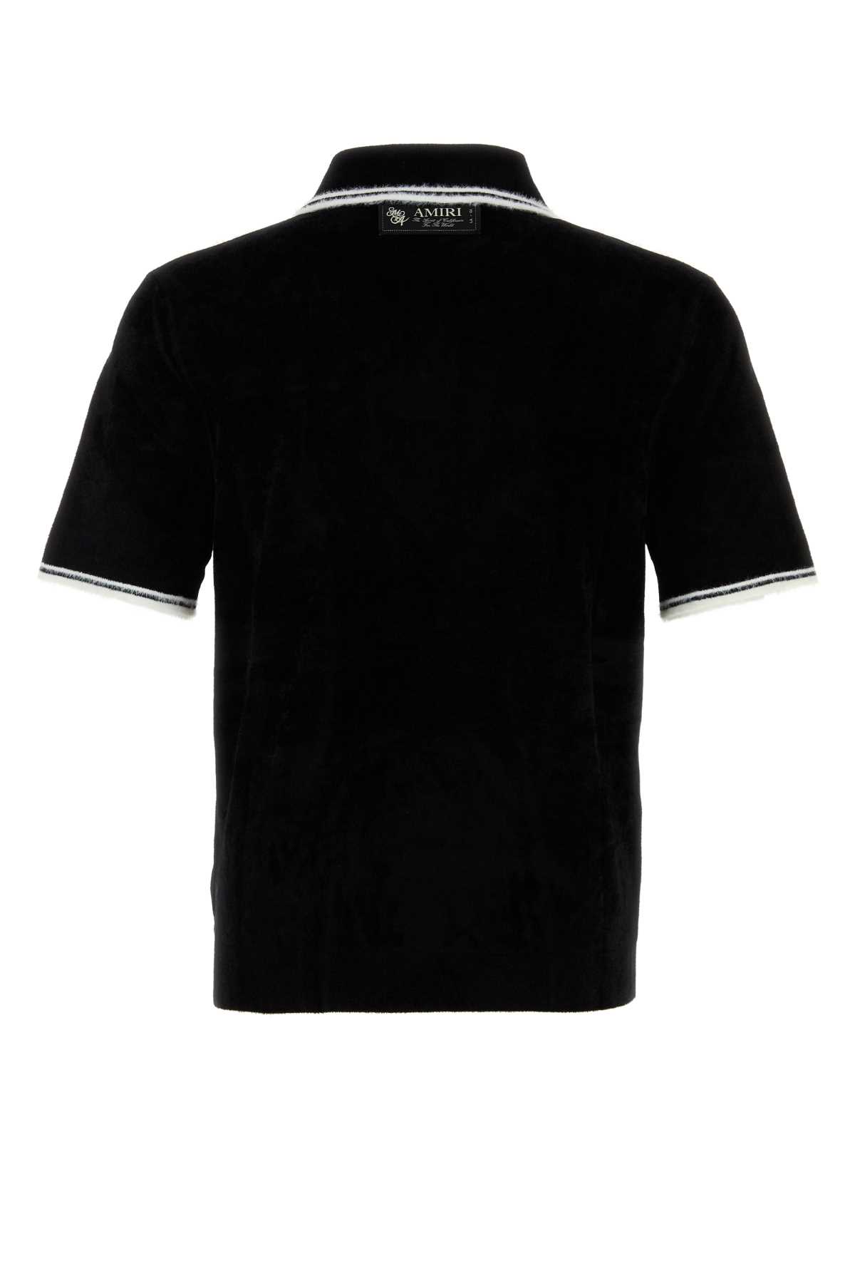 Shop Amiri Embroidered Chenille Polo Shirt In Black