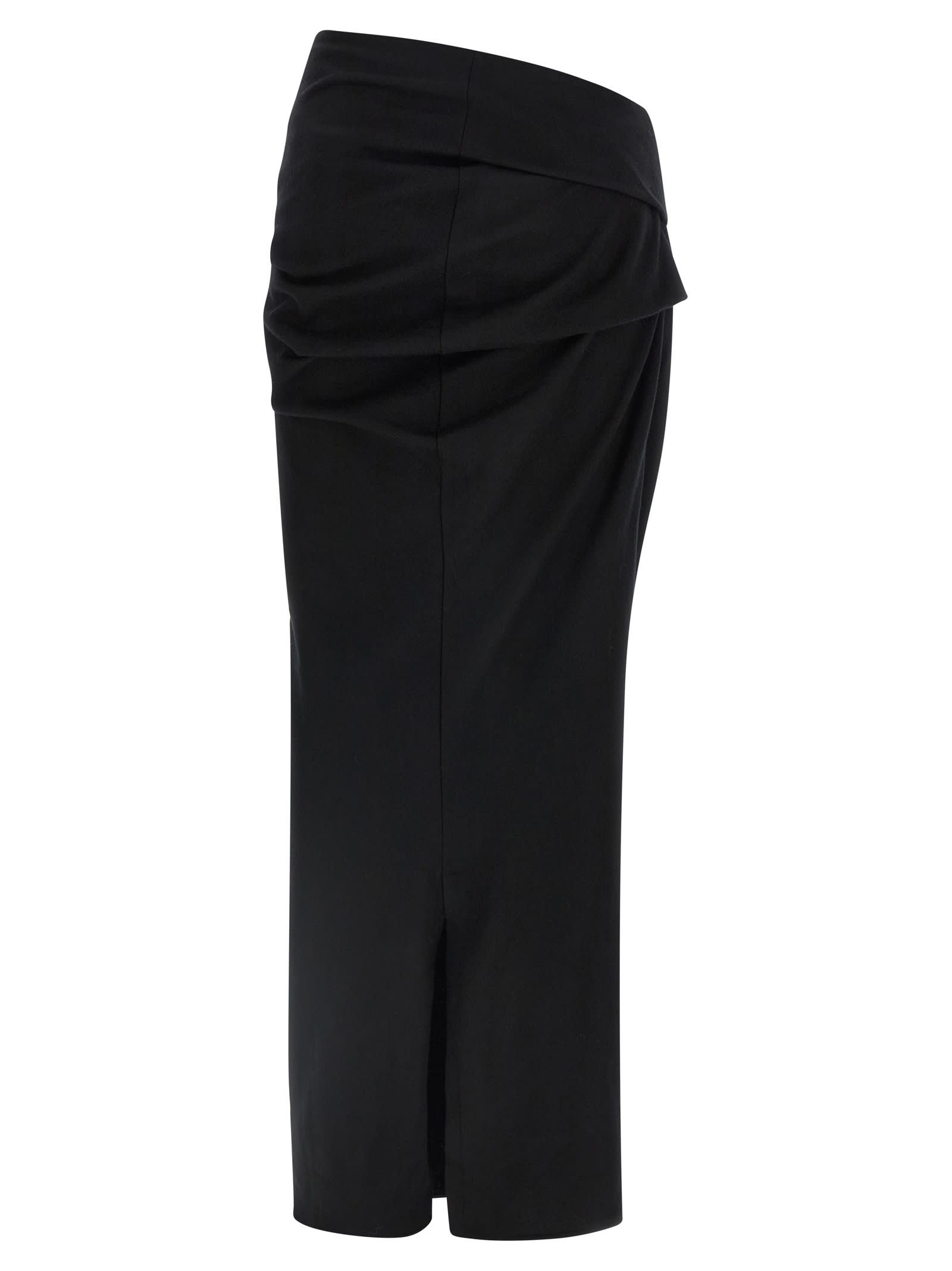 Entire Studios Draped Rear-split Midi Skirt In Black
