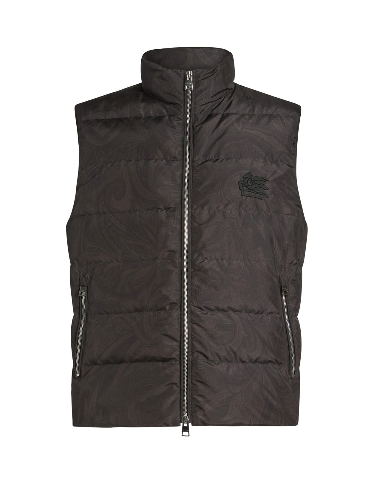 Shop Etro Navy Blue Gilet With Paisley Print