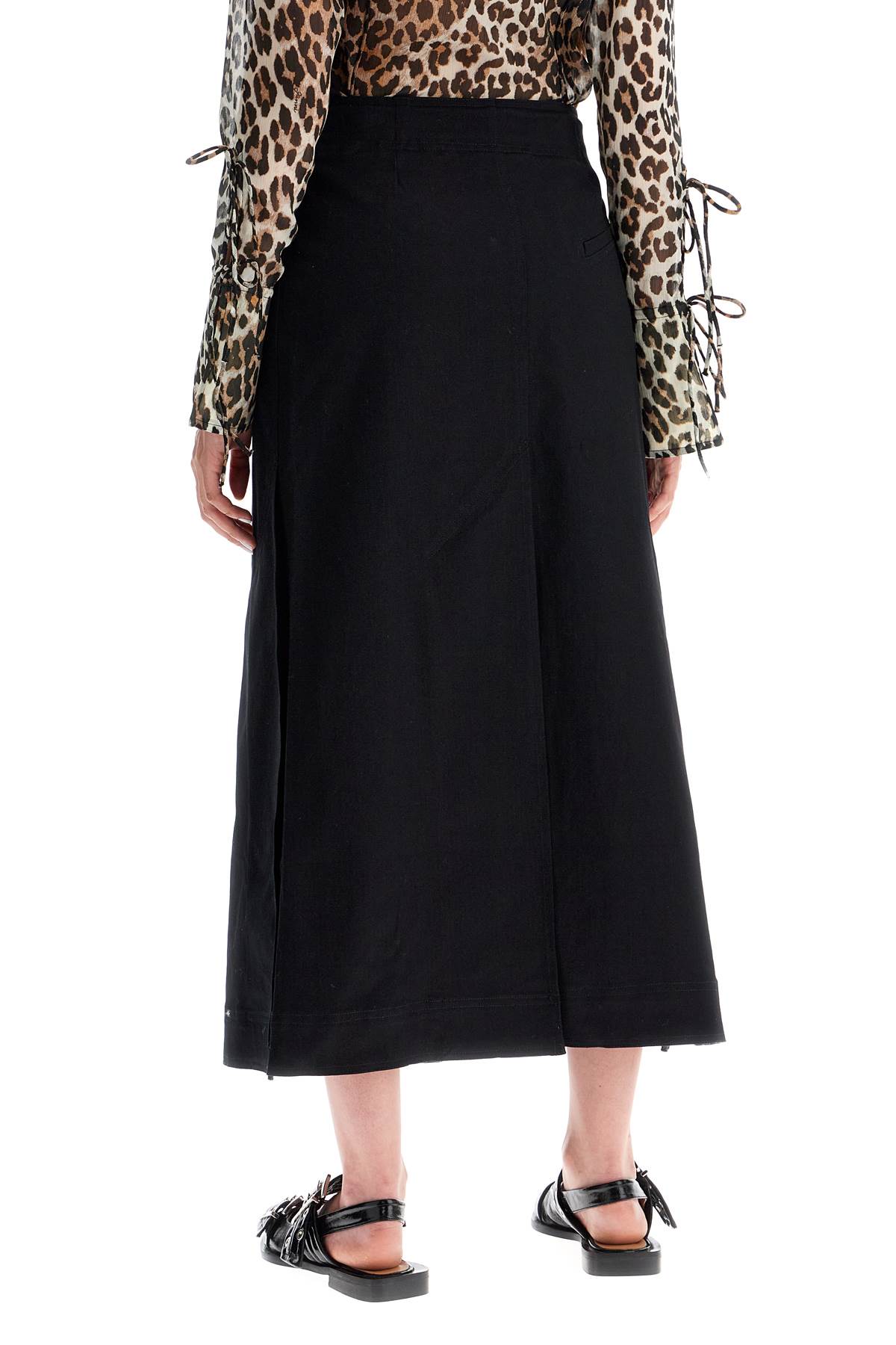 Shop Ganni Long Wrap Skirt With Pockets In Black (black)