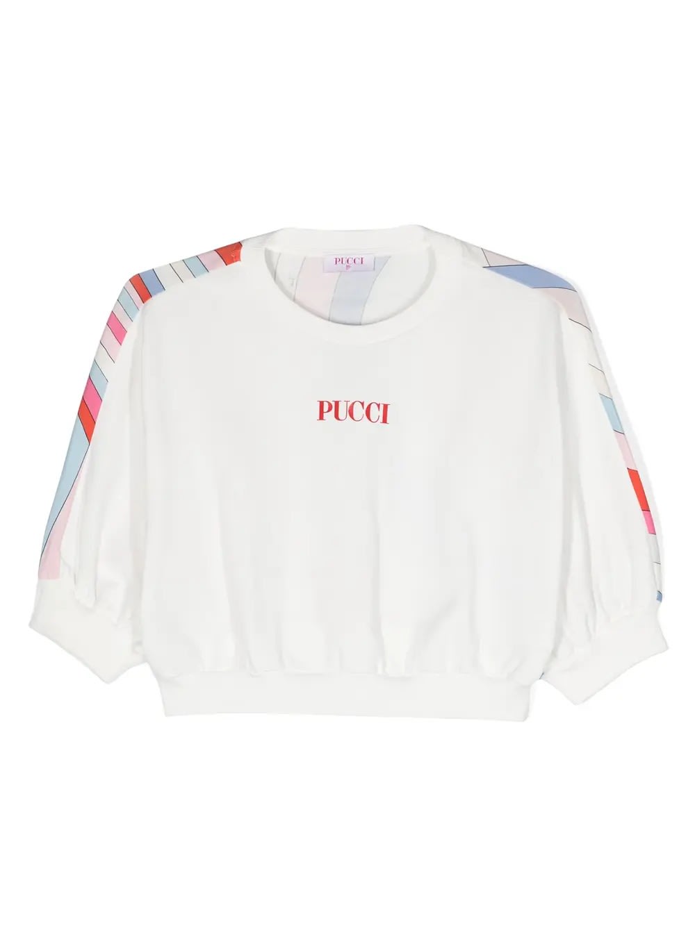 Pucci Kids' White Sweatshirt With Front Logo And Back Iride Print