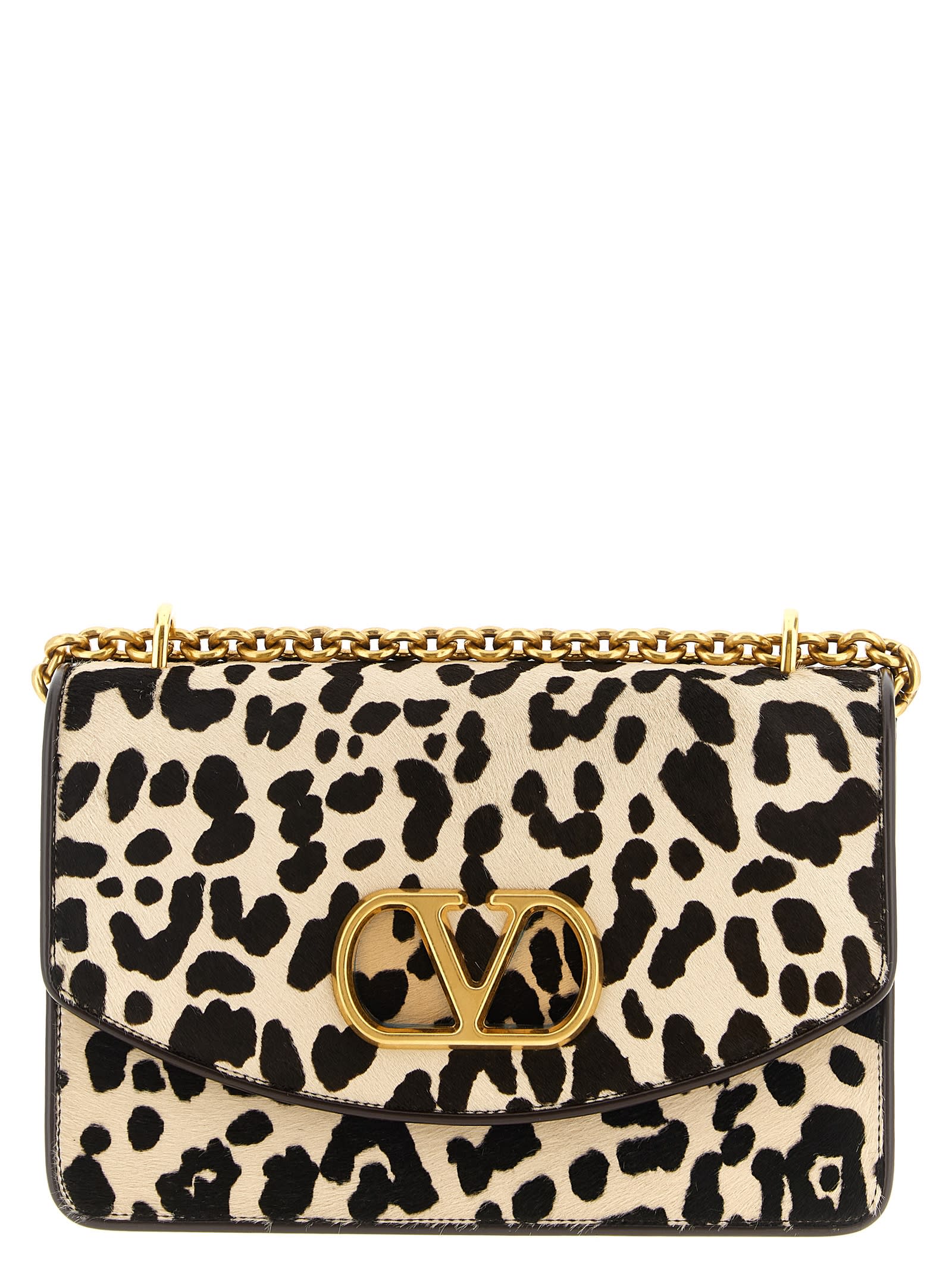 Valentino Garavani Vain Small Cow-print Leather And Calf-hair Shoulder Bag In Multi