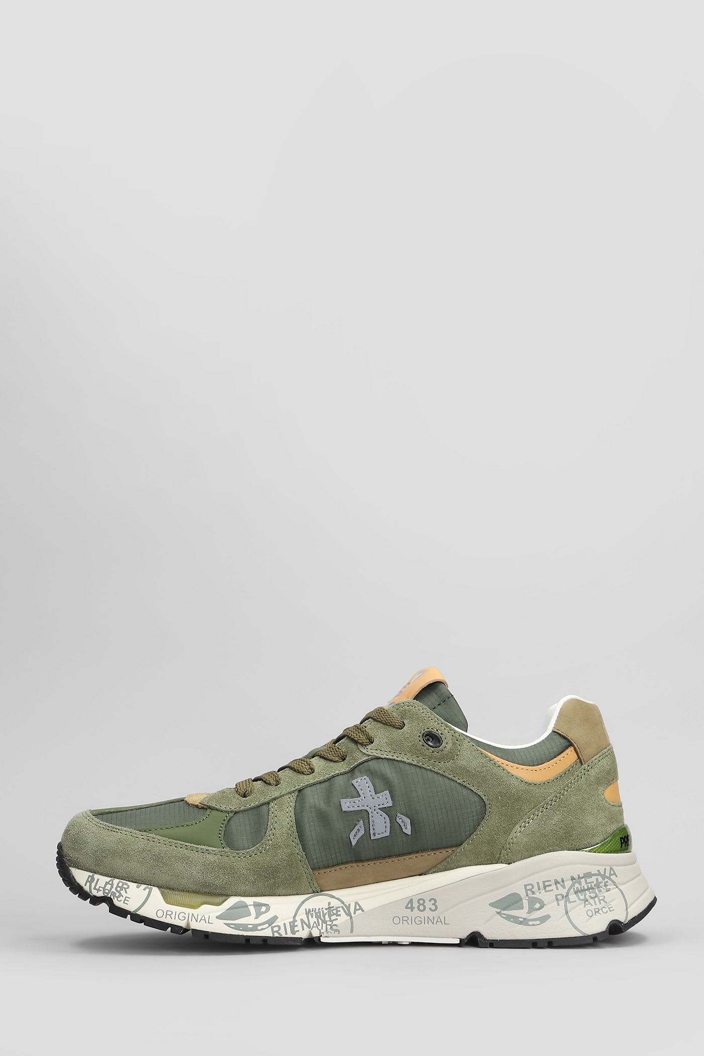 Premiata Mase Sneakers In Green Suede And Fabric In Green