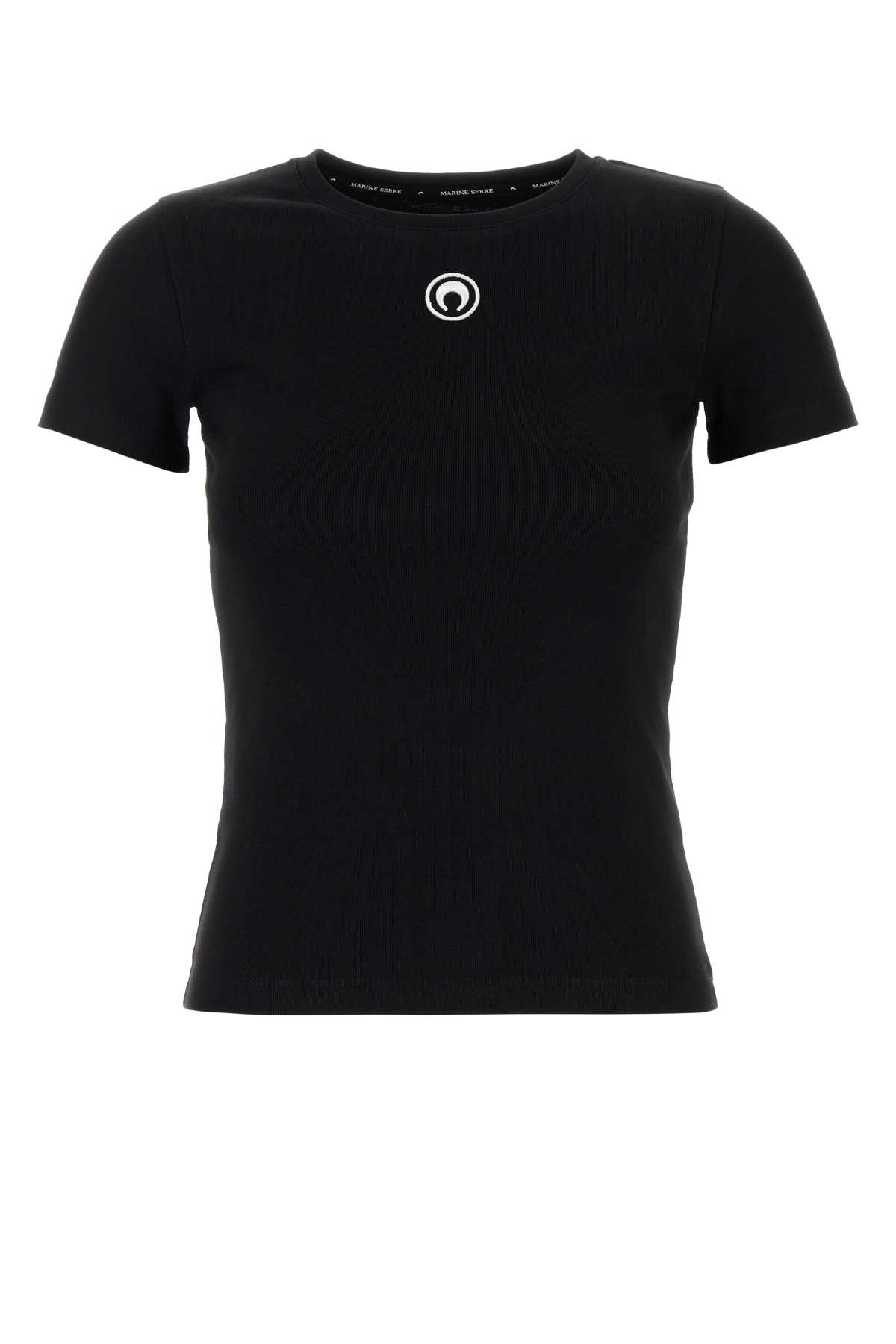 Marine Serre Moon Logo Crop T-shirt In Black
