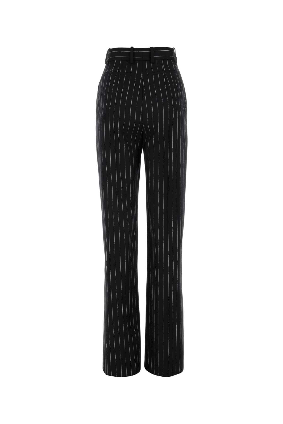 Shop Alexander Mcqueen Embroidered Wool Pant In Blackivory