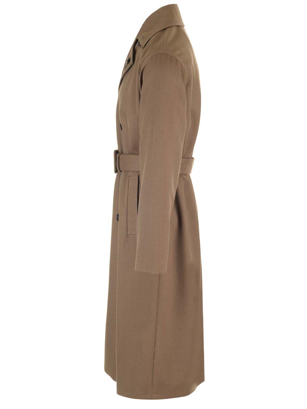 Shop Lardini Attitude Double-breasted Trench Coat In Brown