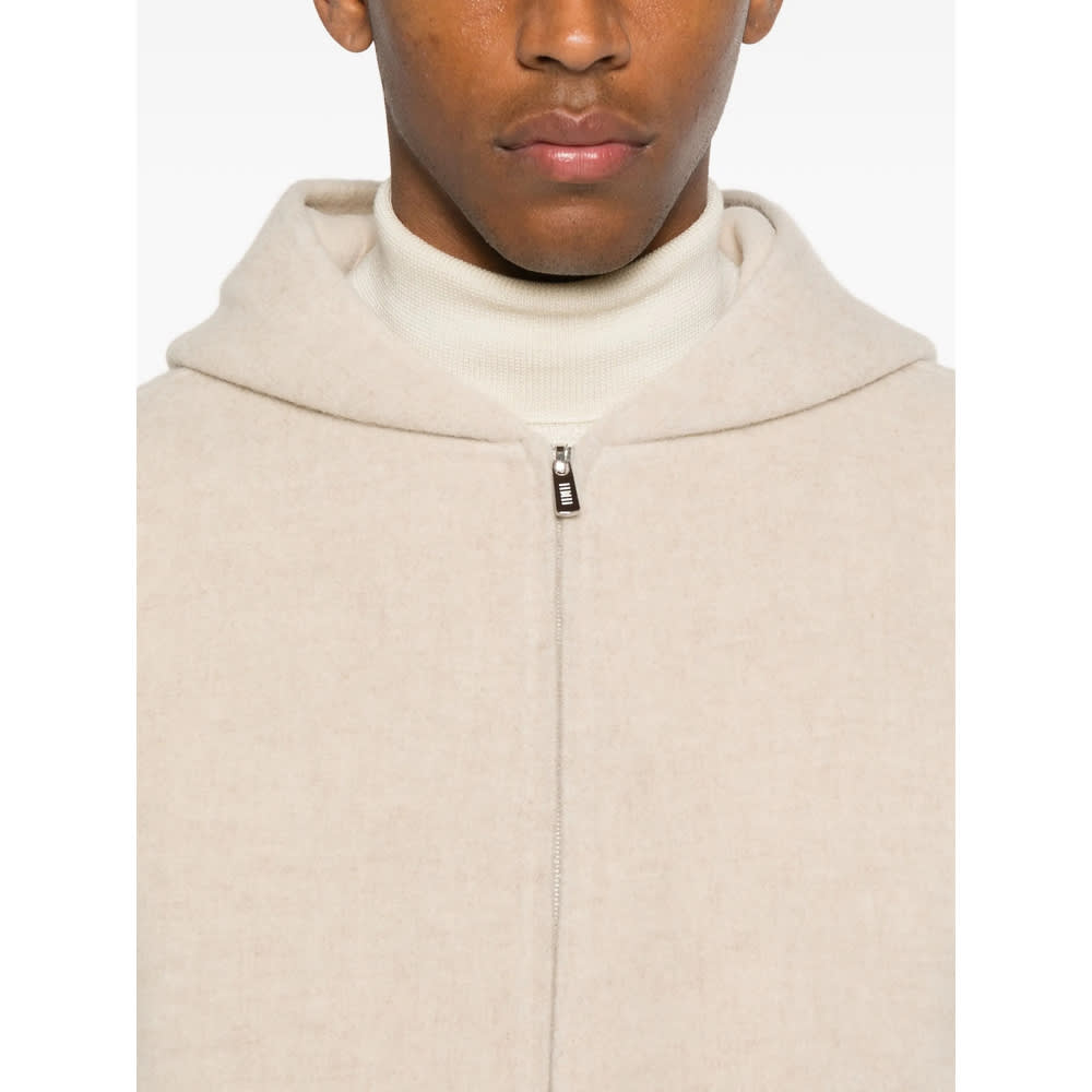 Fedeli Hooded Zip-front Jacket In Neutral