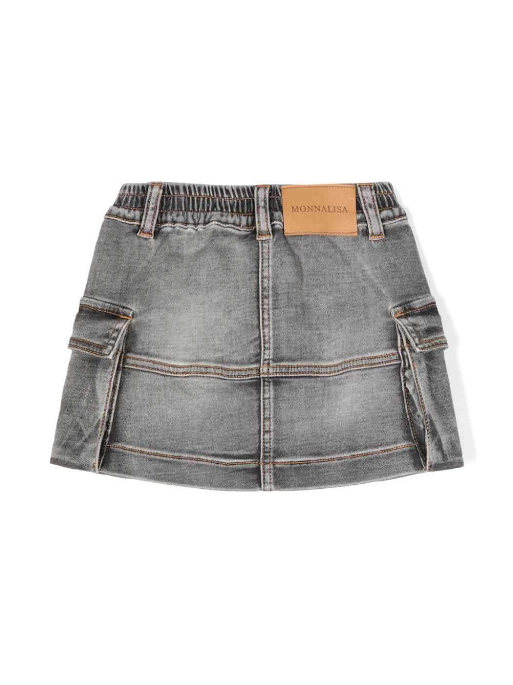 Shop Monnalisa Gray Denim Skirt Girl In Black