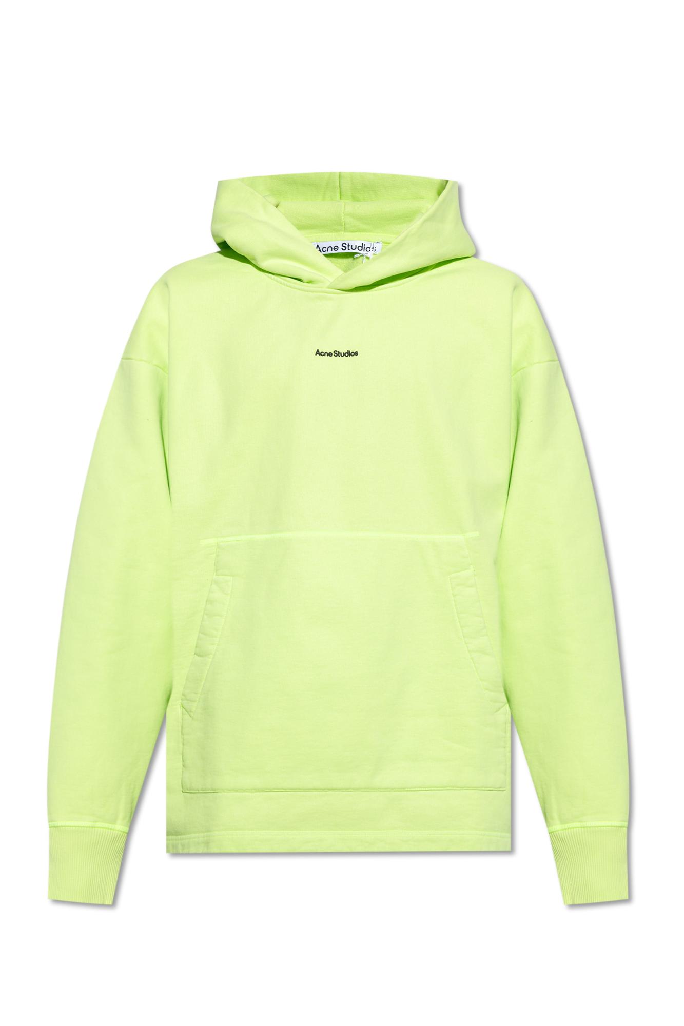 Shop Acne Studios Hoodie With Logo In Fluo Green