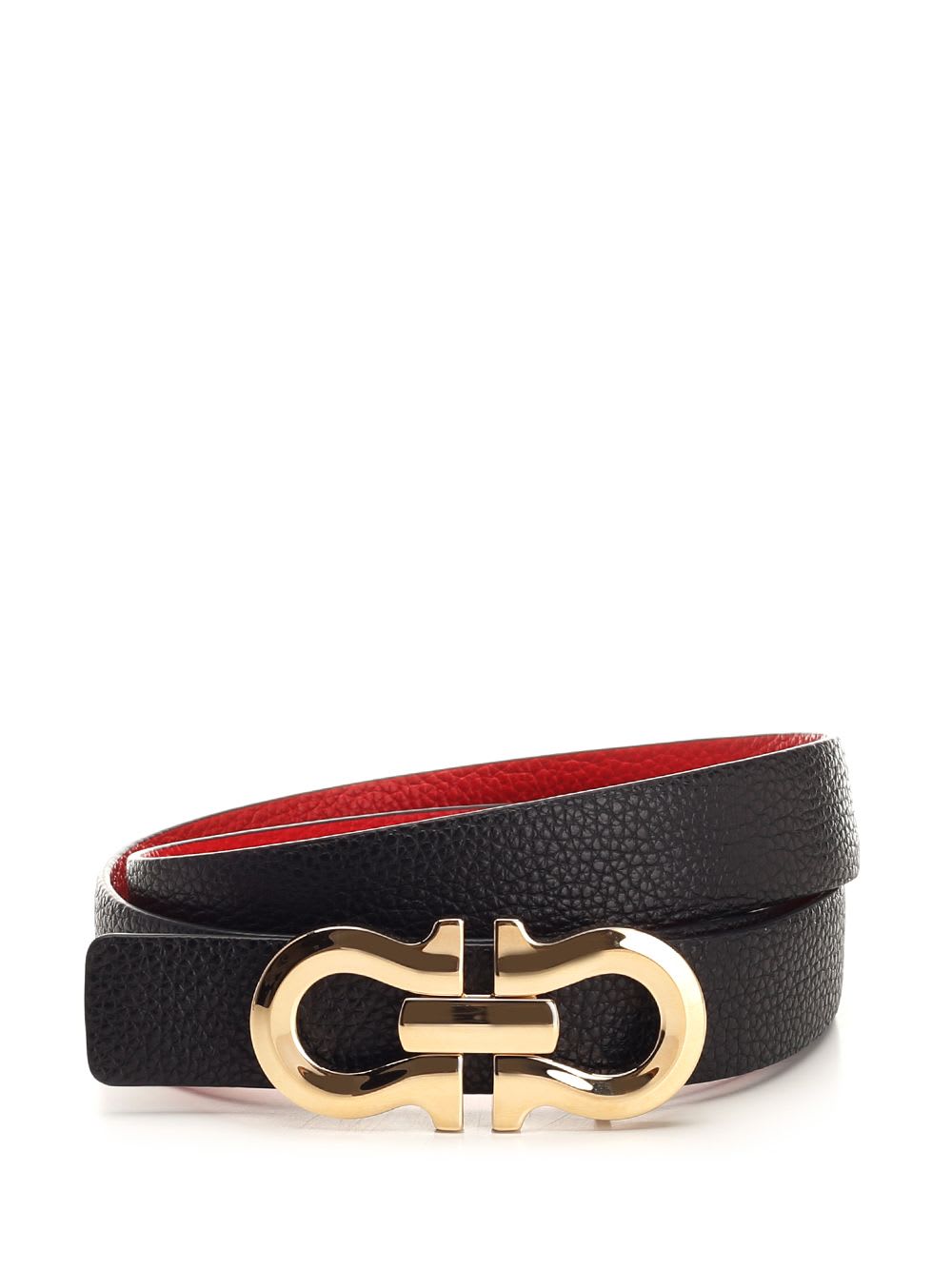 Shop Ferragamo Reversible Gancini Belt In Black