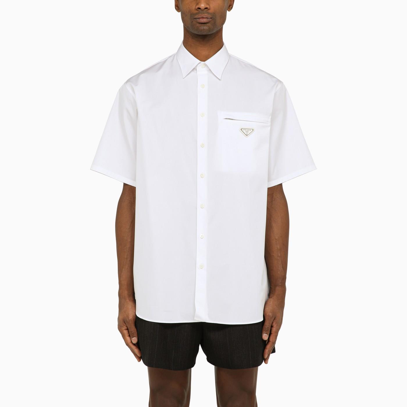 Prada Short-sleeved Shirt In White With Logo