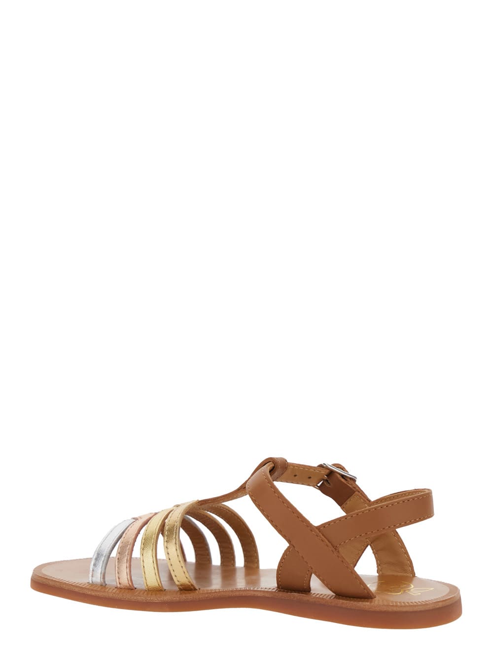 Pom D'api Plagette New Salome Brown Open Toe Sandals With Band Details In Leather Girl In Brown