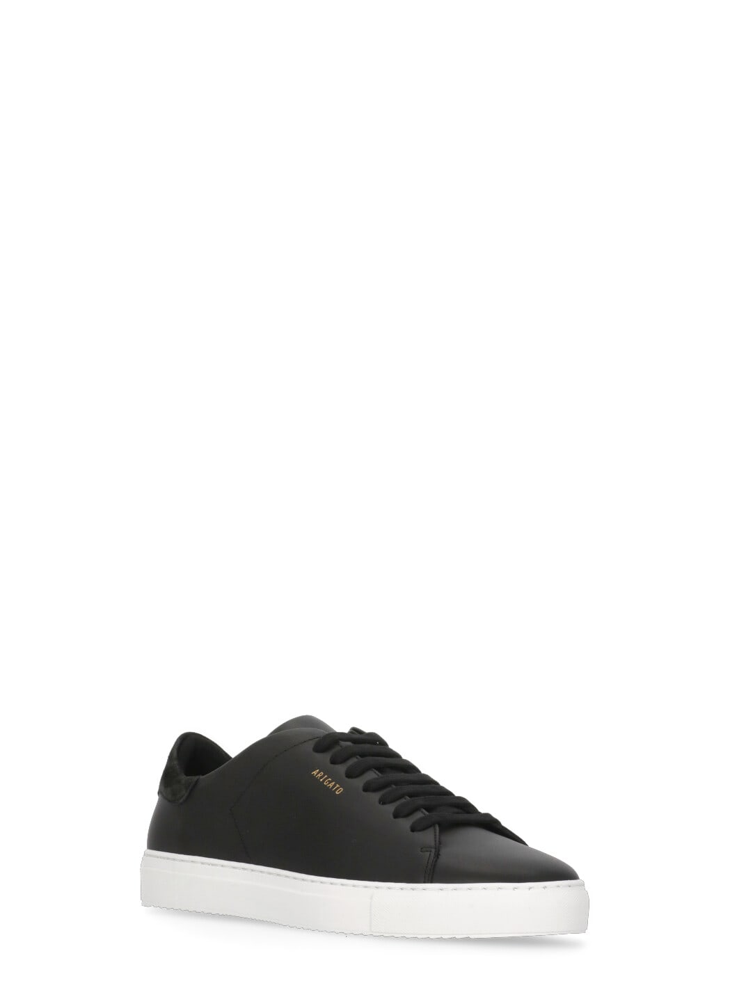 Axel Arigato 90 Clean Black Low Top Sneakers With Logo Lettering On The Side In Leather Man In Black