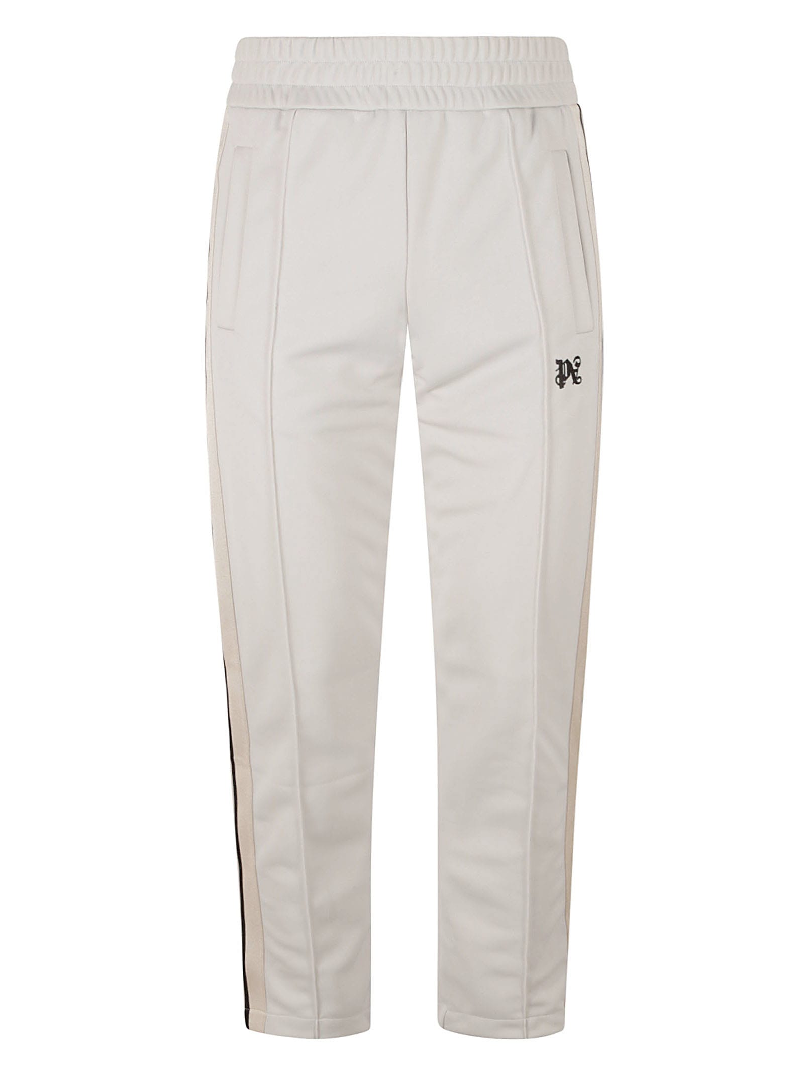 Palm Angels Monogram Track Pants In Light Grey/white