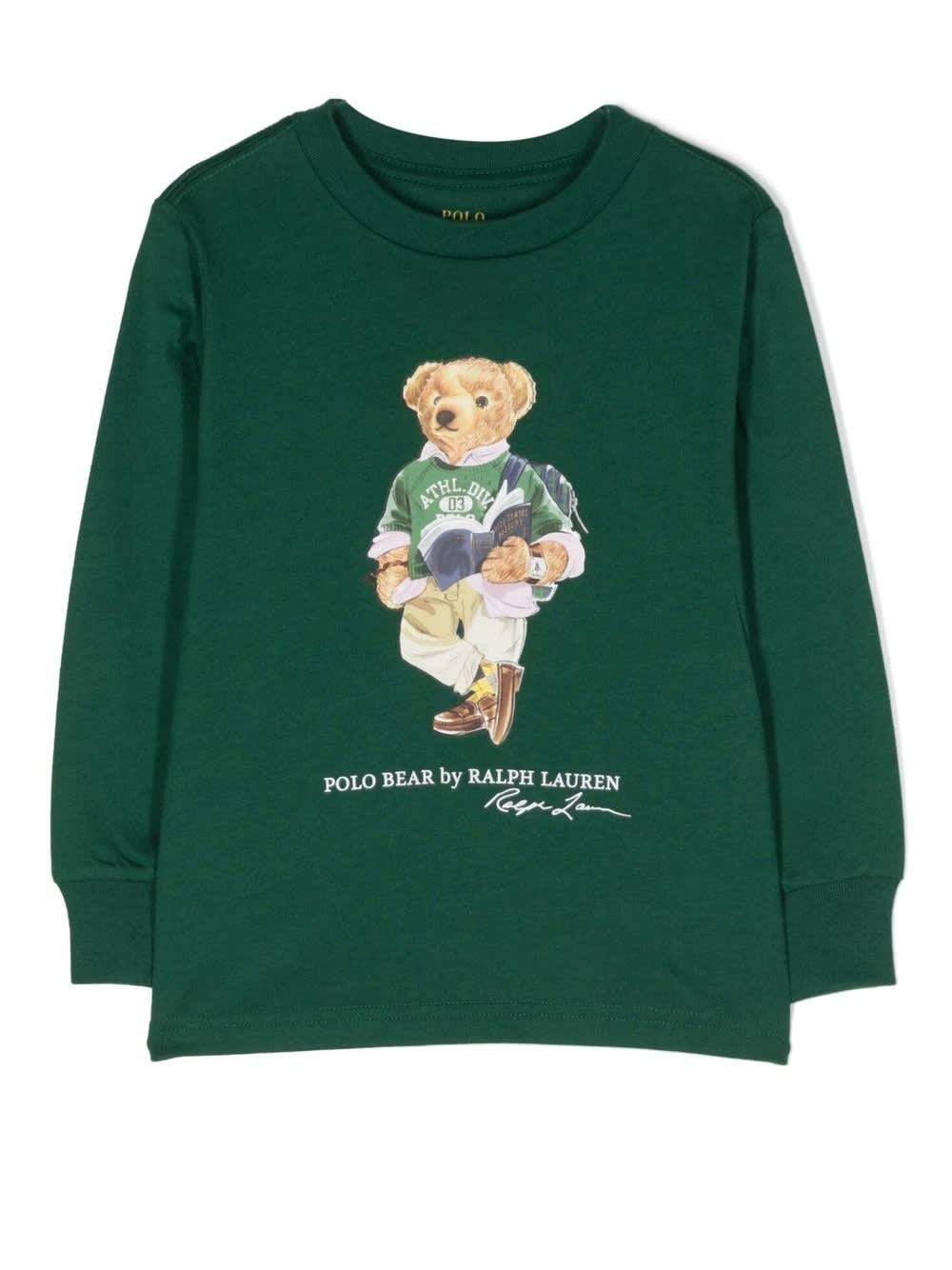Ralph Lauren Kids Green Sweatshirt With Polo Bear Print
