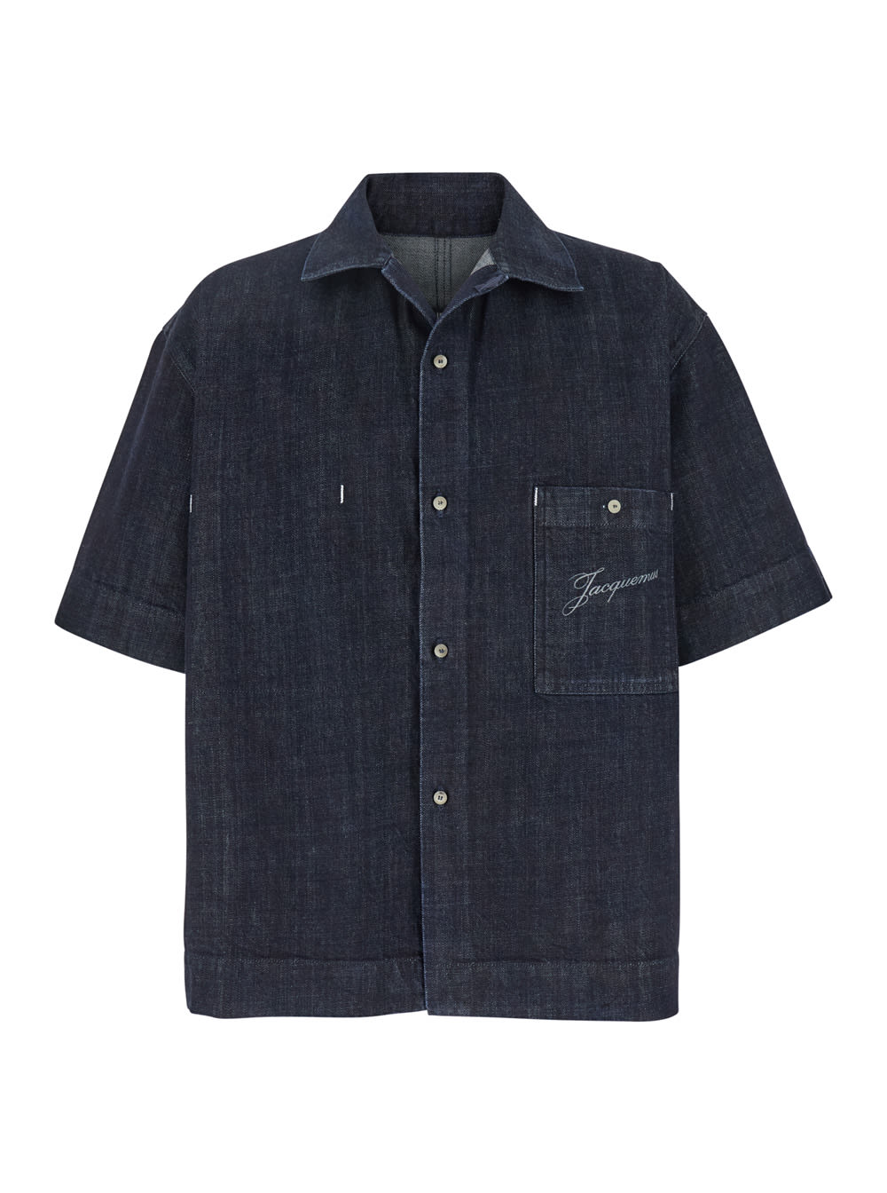 de Nîmes Blue Shirt With Embroidered Logo On The Front In Cotton Man