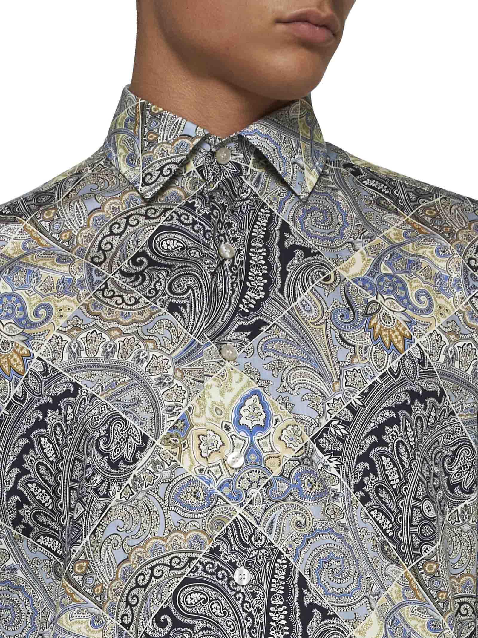 Shop Etro Shirt In Stampa F.do Blu