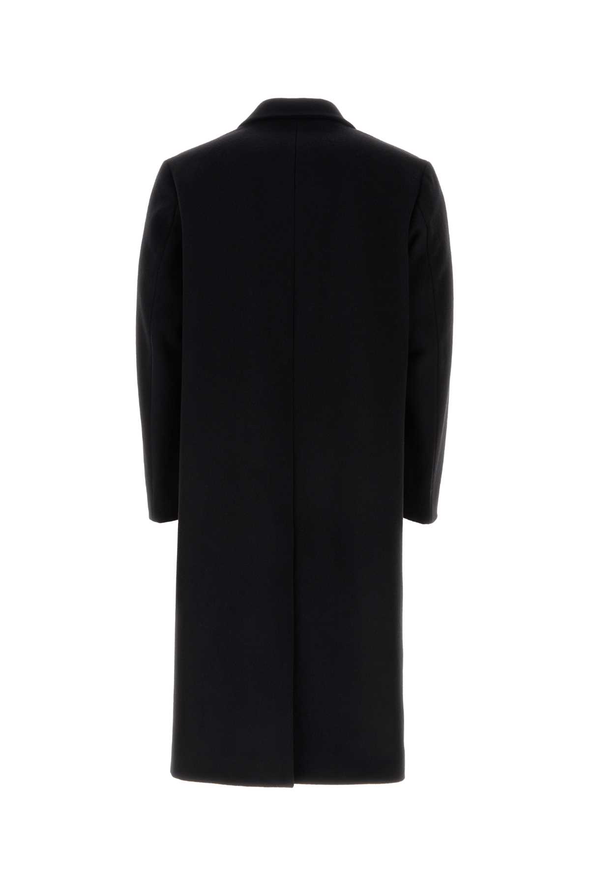 Valentino Black Wool Blend Coat In Nero