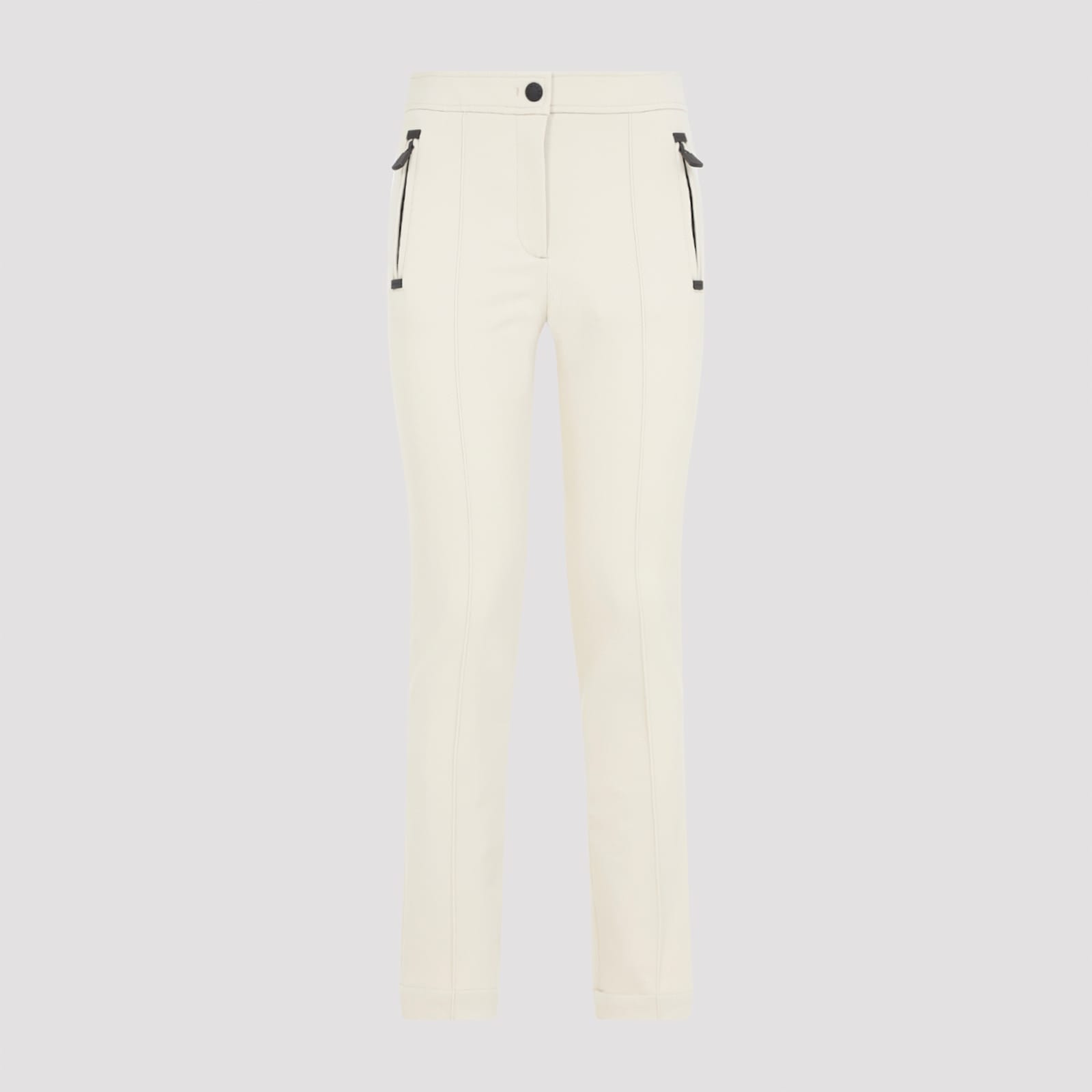 Moncler Seamed Trousers With Side Zipped Pockets In White