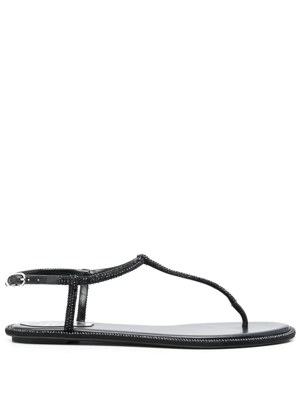 RENÉ CAOVILLA BLACK DIANA LOW JEWEL SANDAL