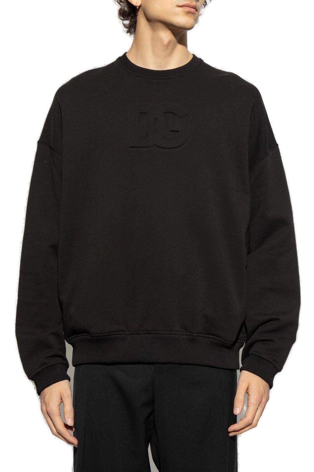 Dolce & Gabbana Logo Embossed Jersey Sweatshirt In Black