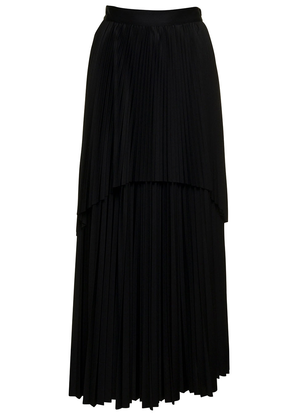 Fabiana Filippi Woman Long Pleated Black Skirt With Flounces