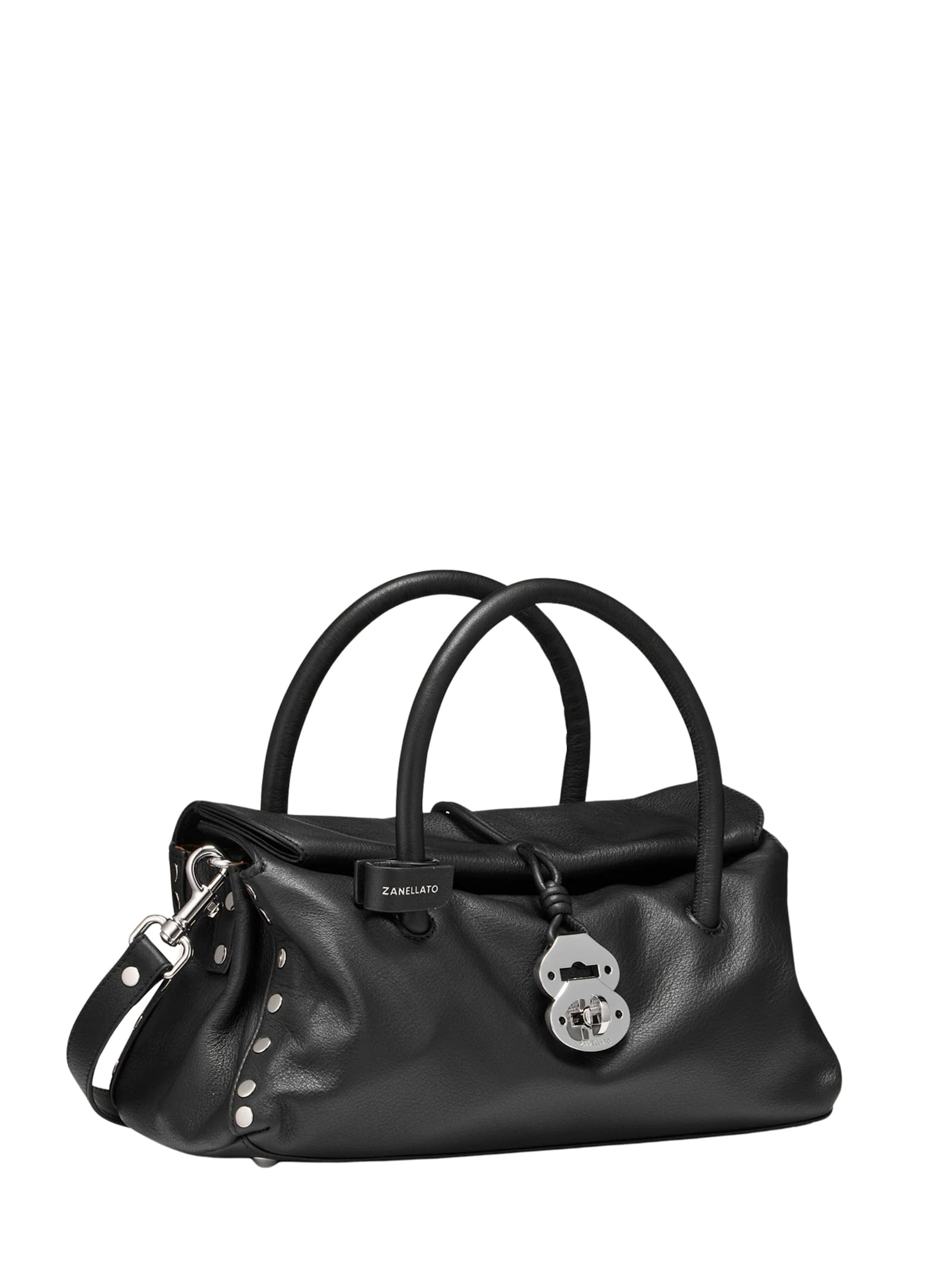 Zanellato Small Saeta Handmade Leather Handbag In Black