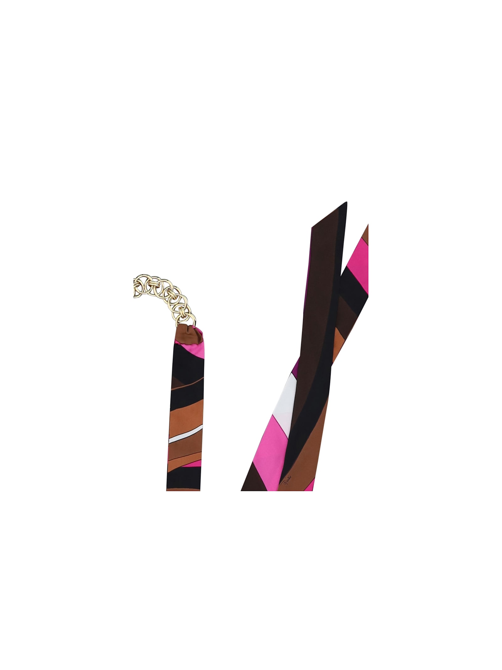 Shop Pucci Scarf Necklace In Fuxia/marrone